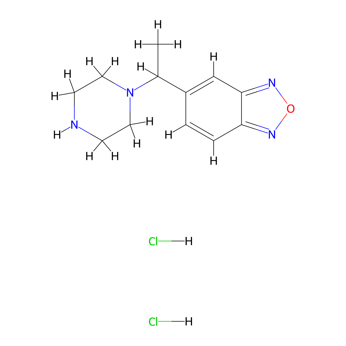 5-(1-(Piperazin-1-YL)ethyl)benzo[C][1,2,5]oxadiazole 2hcl molecular structure, CAS 2055841-78-4