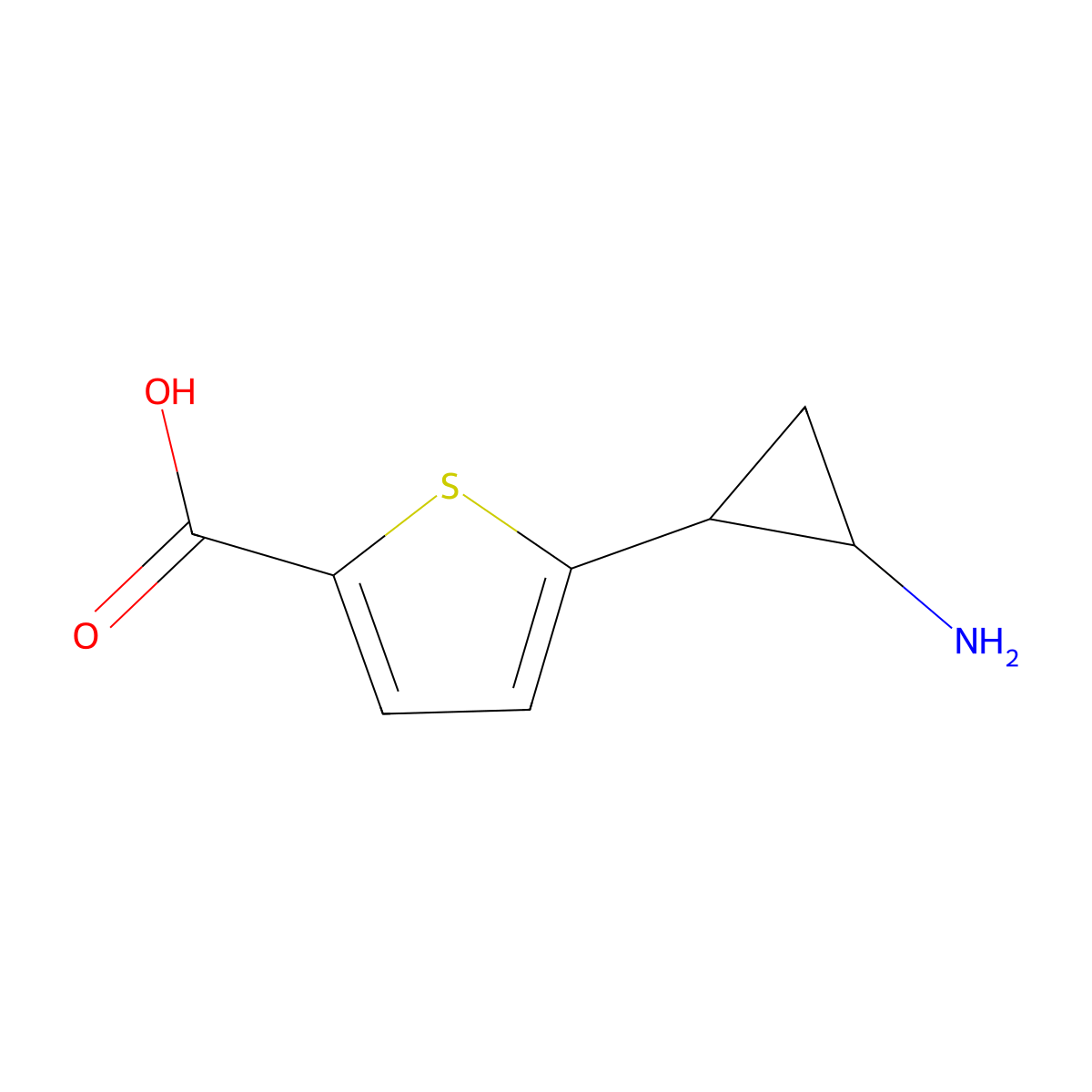 5-[(1S,2S)-2-aminocyclopropyl]thiophene-2-carboxylic acid molecular structure, CAS 2055841-94-4