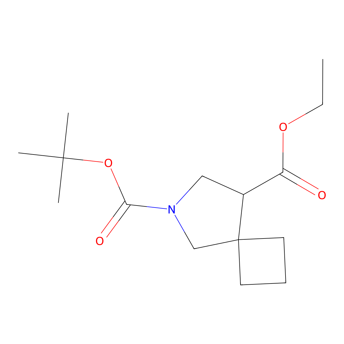 6-Tert-butyl 8-ethyl 6-azaspiro[3.4]octane-6,8-dicarboxylate molecular structure, CAS 2055841-96-6