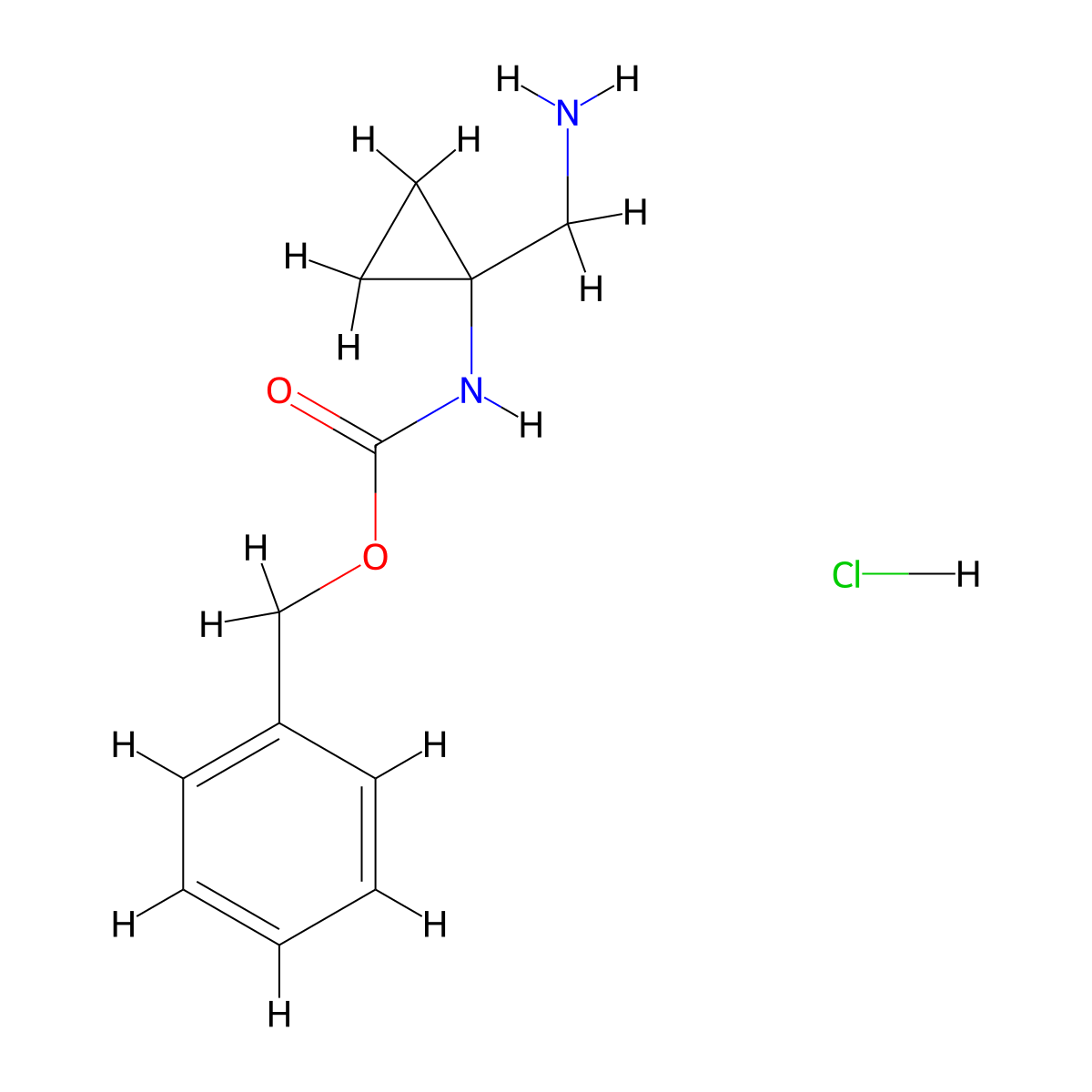 benzyl N-[1-(aminomethyl)cyclopropyl]carbamate hydrochloride molecular structure, CAS 2055841-99-9