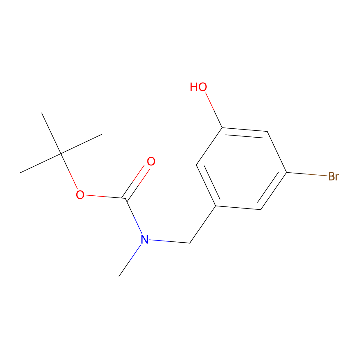 tert-butyl N-[(3-bromo-5-hydroxyphenyl)methyl]-N-methylcarbamate molecular structure, CAS 2055845-29-7