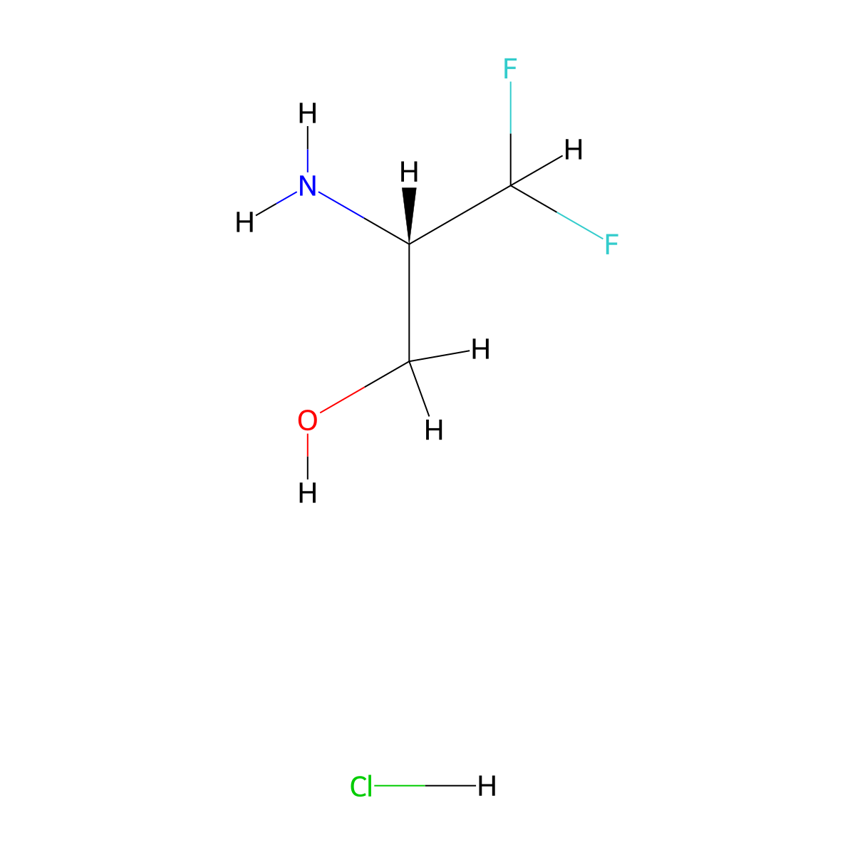 (2S)-2-amino-3,3-difluoropropan-1-ol hydrochloride molecular structure, CAS 2055848-72-9