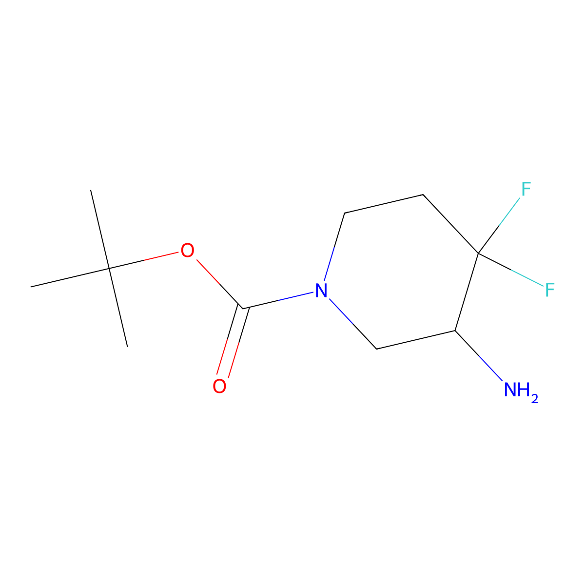 1-Piperidinecarboxylic acid, 3-amino-4,4-difluoro-, 1,1-dimethylethyl ester, (3S)- molecular structure, CAS 2055848-75-2