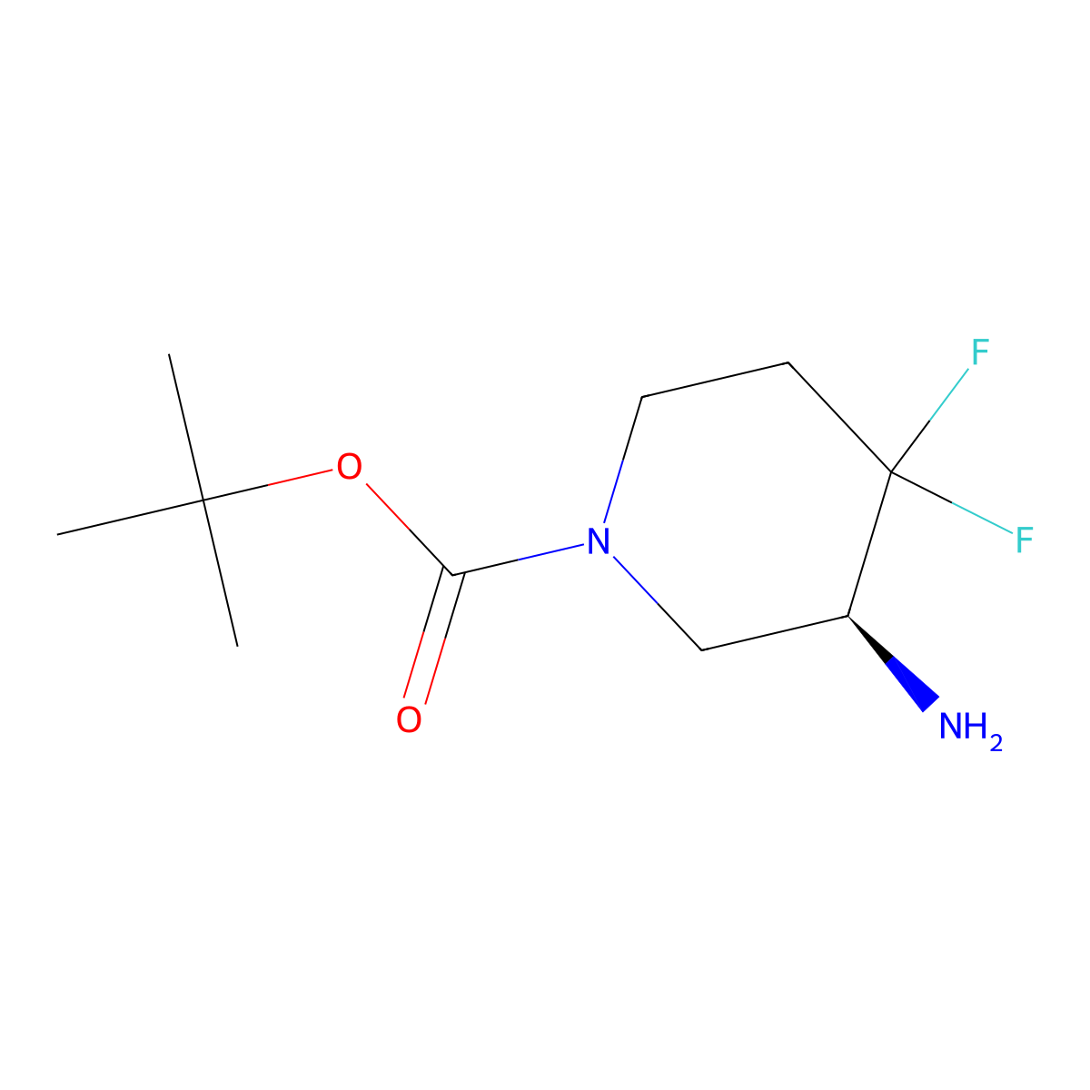 1-Piperidinecarboxylic acid, 3-amino-4,4-difluoro-, 1,1-dimethylethyl ester, (3S)- molecular structure, CAS 2055848-75-2