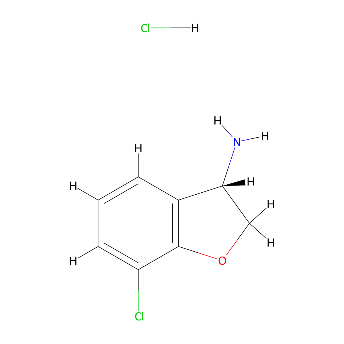 (S)-7-Chloro-2,3-dihydrobenzofuran-3-amine hydrochloride molecular structure, CAS 2055848-78-5