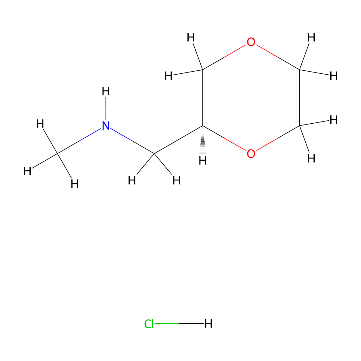 {[(2S)-1,4-dioxan-2-yl]methyl}(methyl)amine hydrochloride molecular structure, CAS 2055848-87-6