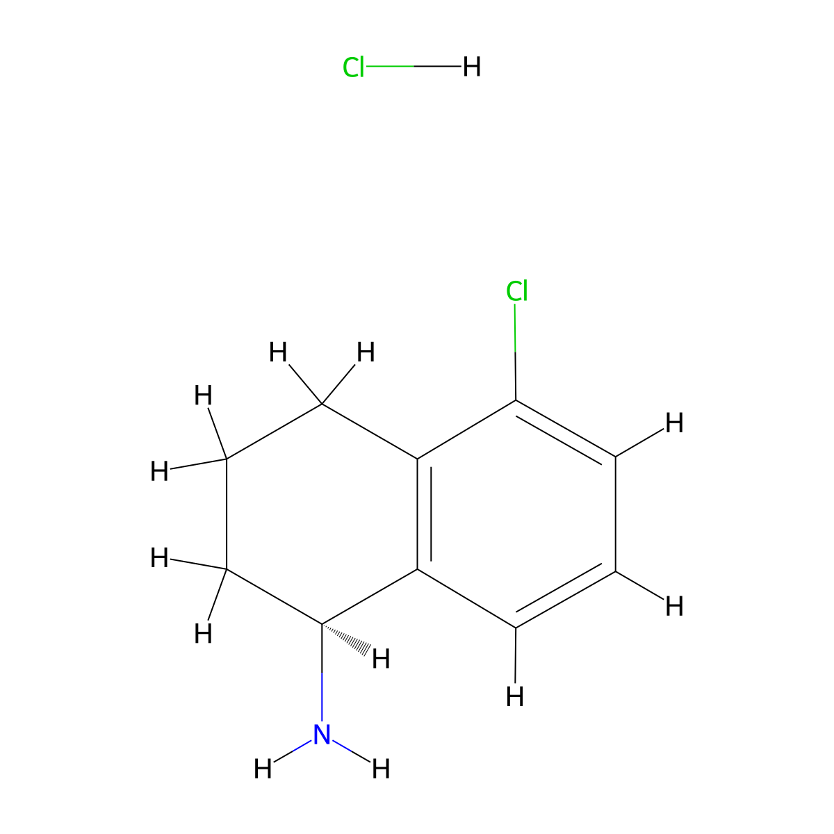 (S)-5-Chloro-1,2,3,4-tetrahydronaphthalen-1-amine hydrochloride molecular structure, CAS 2055848-92-3