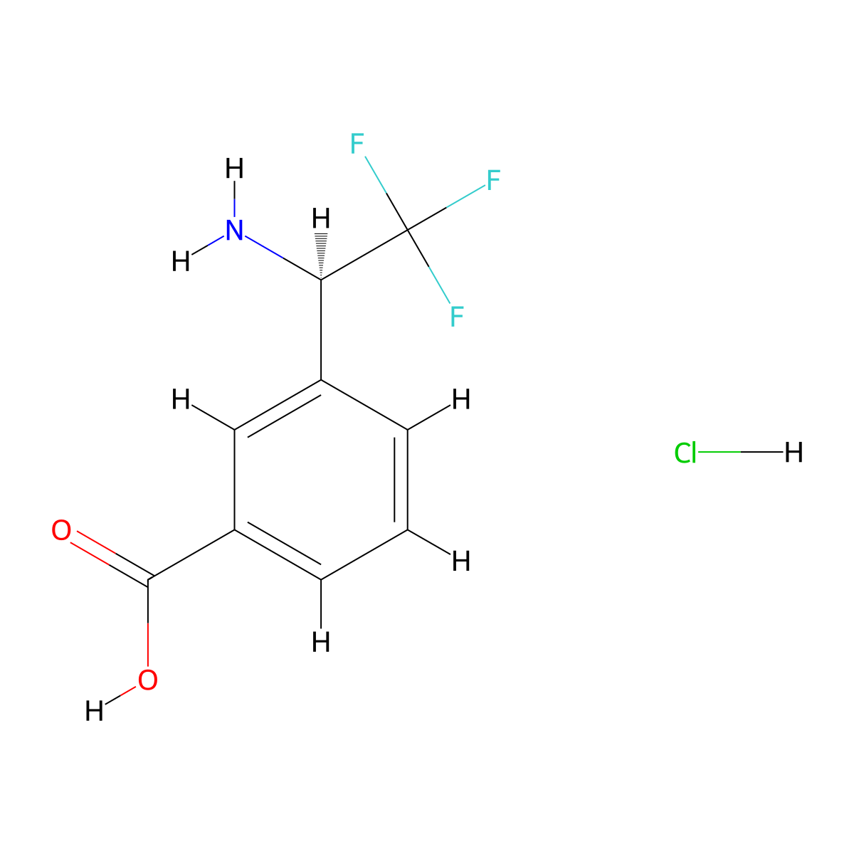 (R)-3-(1-Amino-2,2,2-trifluoroethyl)benzoic acid hydrochloride molecular structure, CAS 2055848-93-4