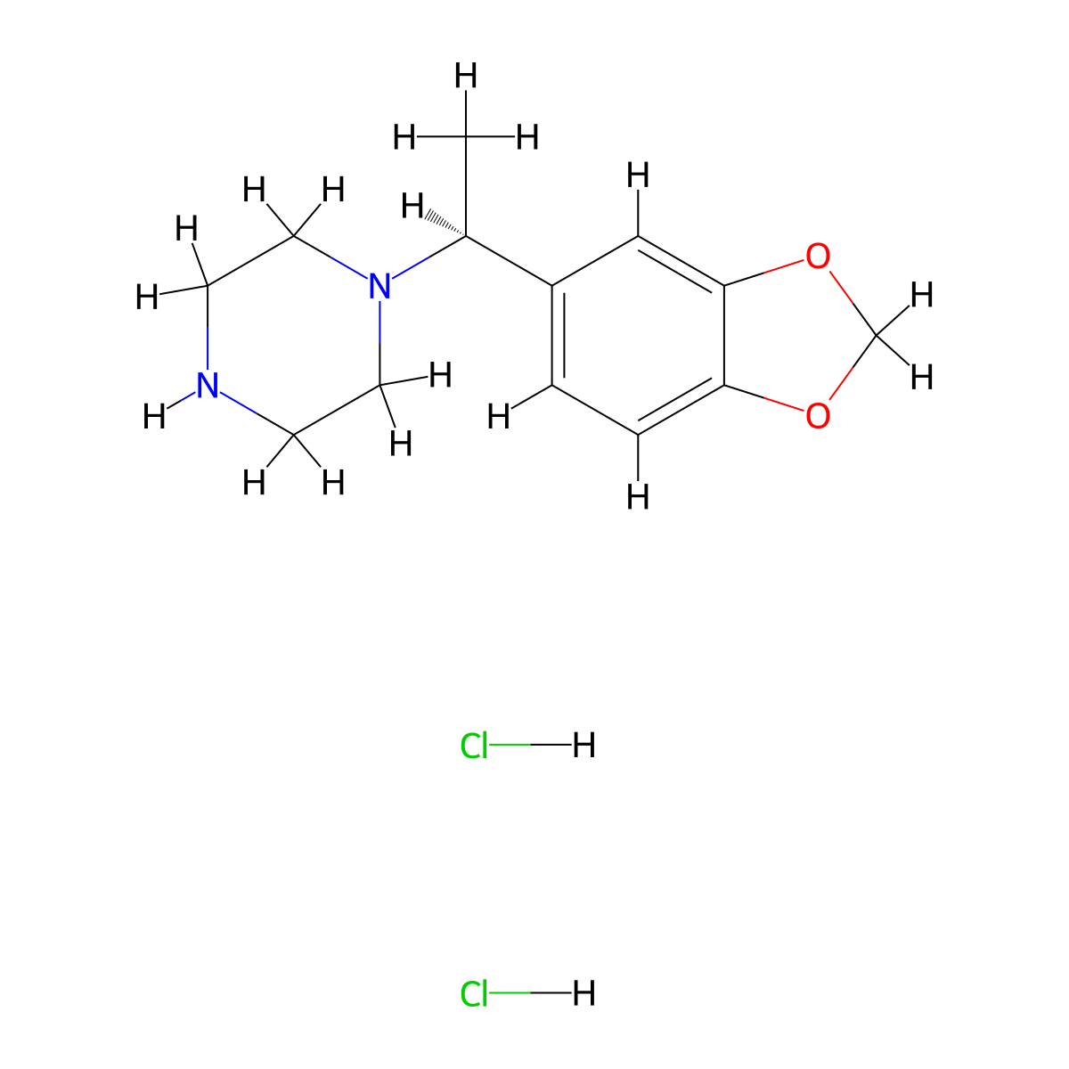 (S)-1-(1-(Benzo[D][1,3]dioxol-5-YL)ethyl)piperazine 2hcl molecular structure, CAS 2055849-04-0