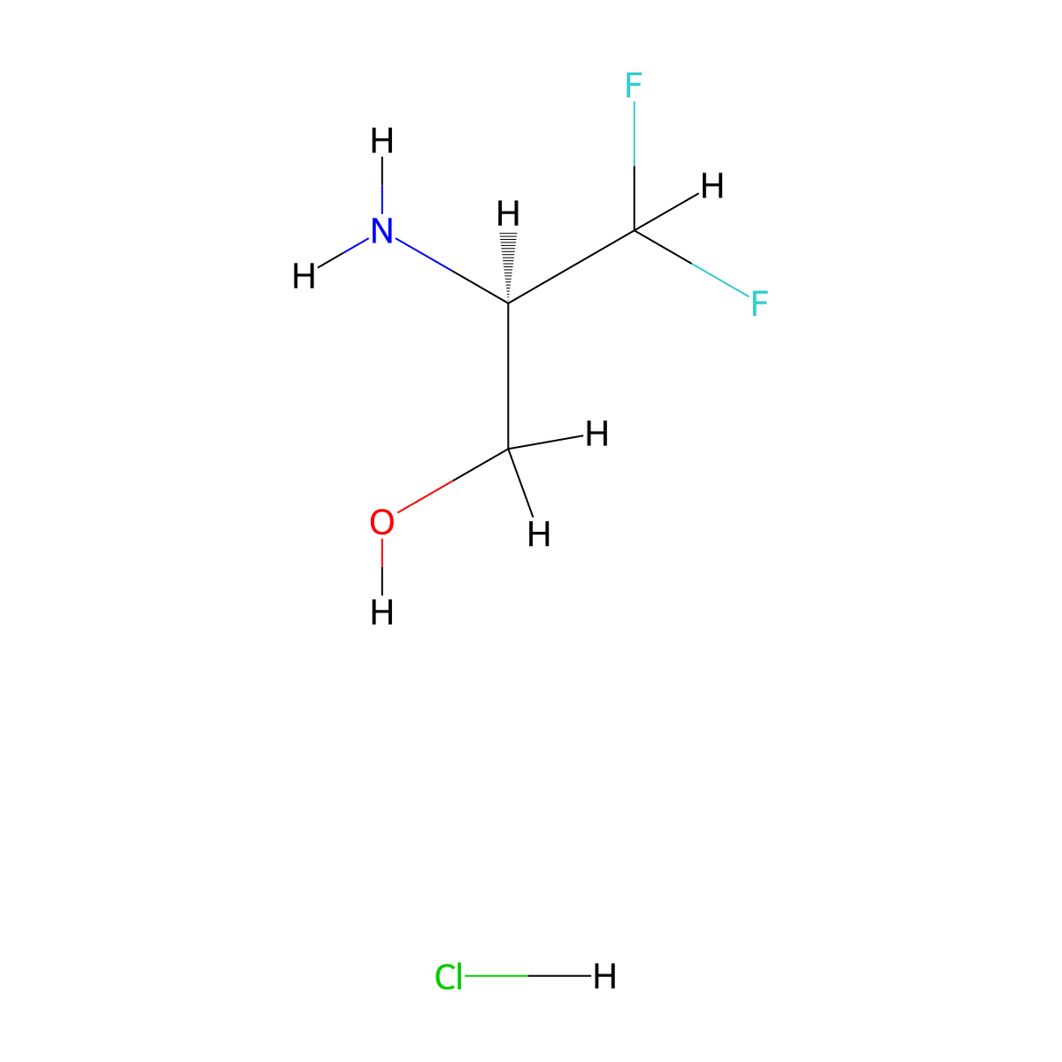 (2R)-2-amino-3,3-difluoropropan-1-ol hydrochloride molecular structure, CAS 2055849-13-1