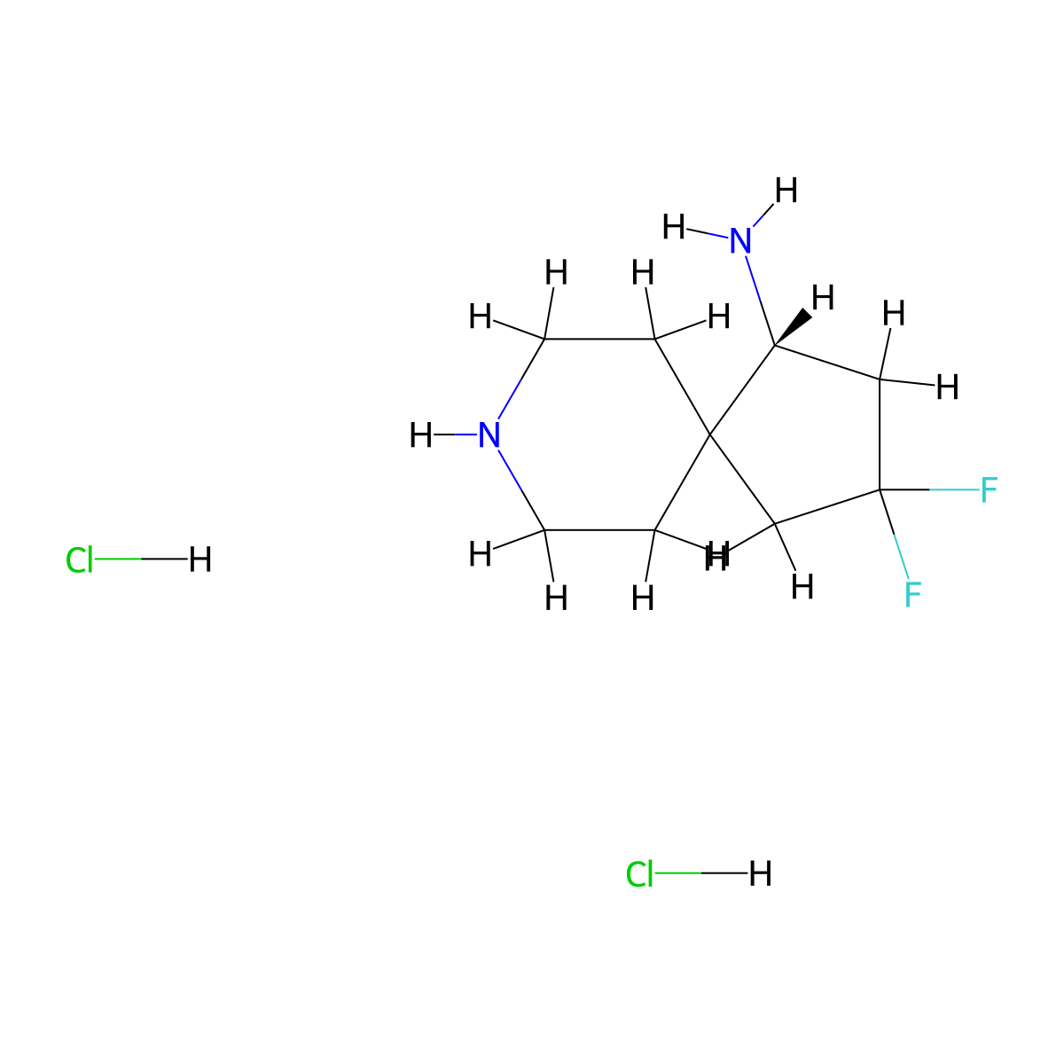 (4R)-2,2-difluoro-8-azaspiro[4.5]decan-4-amine;dihydrochloride molecular structure, CAS 2055849-17-5