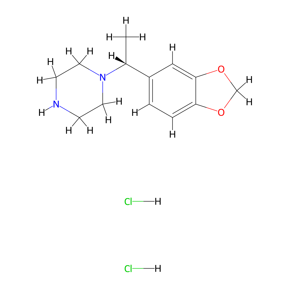(R)-1-(1-(Benzo[D][1,3]dioxol-5-YL)ethyl)piperazine 2hcl molecular structure, CAS 2055849-22-2