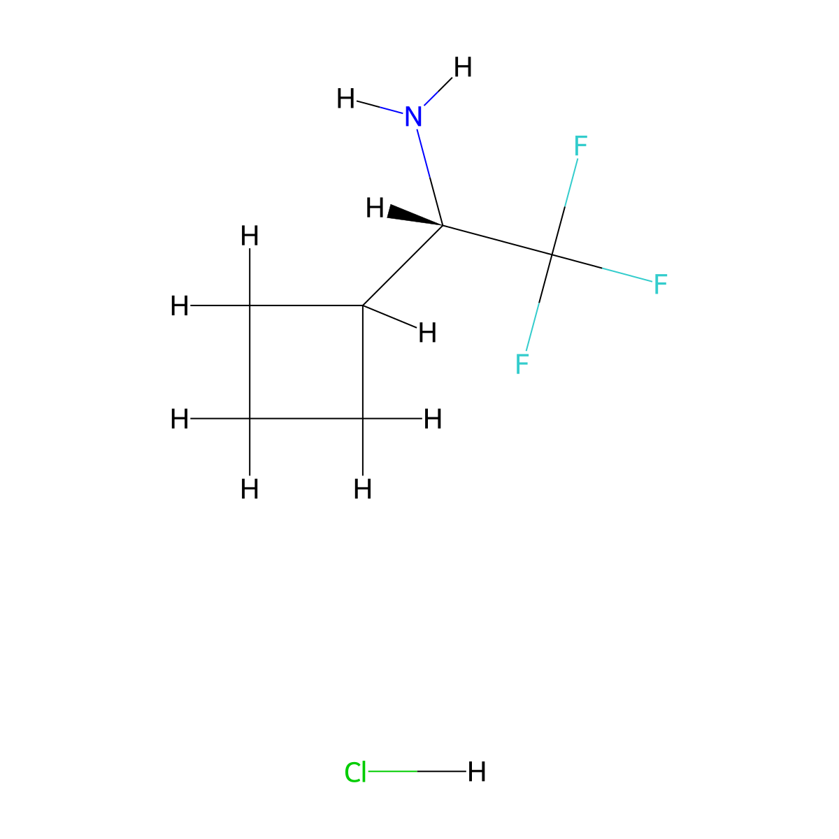 (1S)-1-cyclobutyl-2,2,2-trifluoro-ethanamine;hydrochloride molecular structure, CAS 2055849-25-5