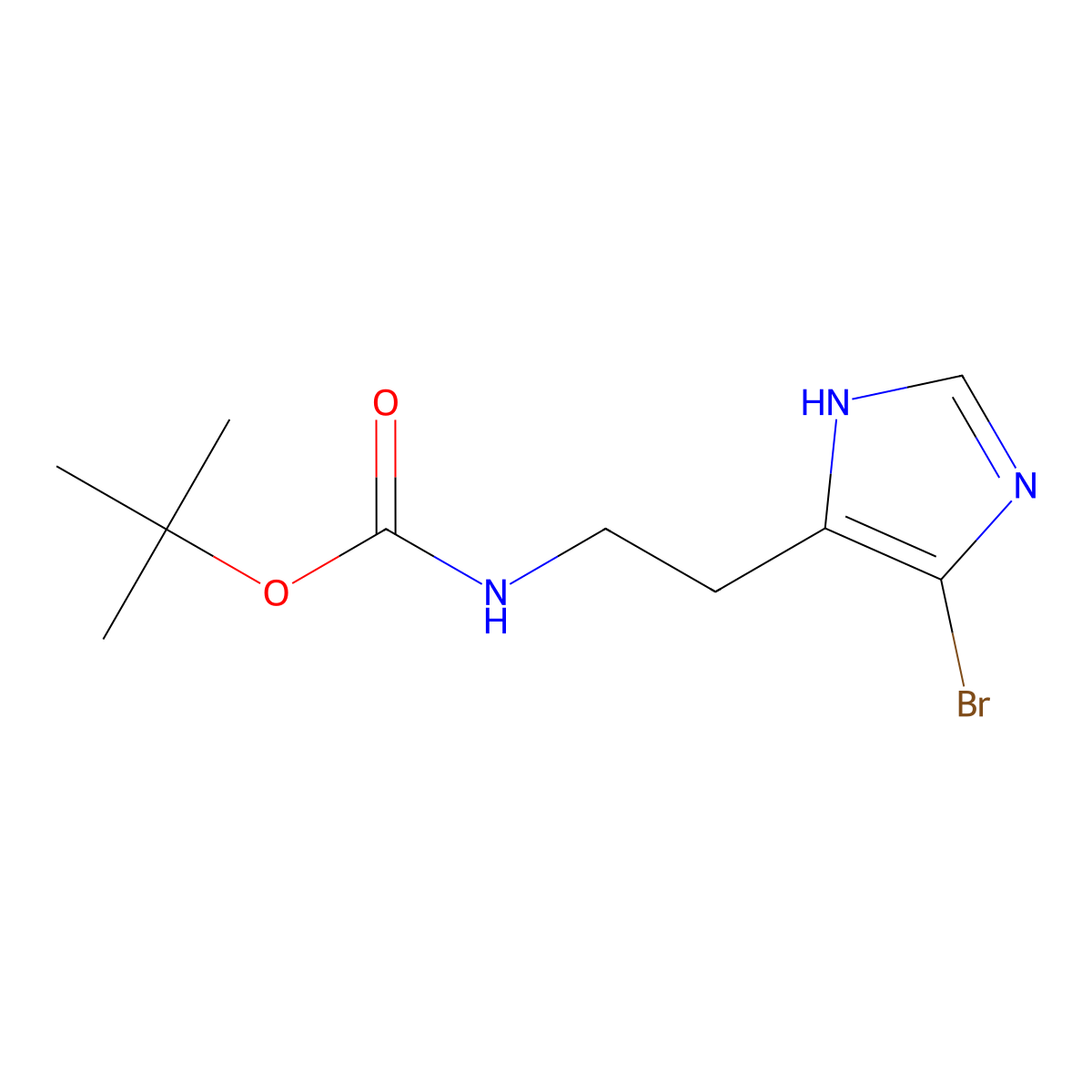 tert-butyl N-[2-(5-bromo-1H-imidazol-4-yl)ethyl]carbamate molecular structure, CAS 205585-53-1