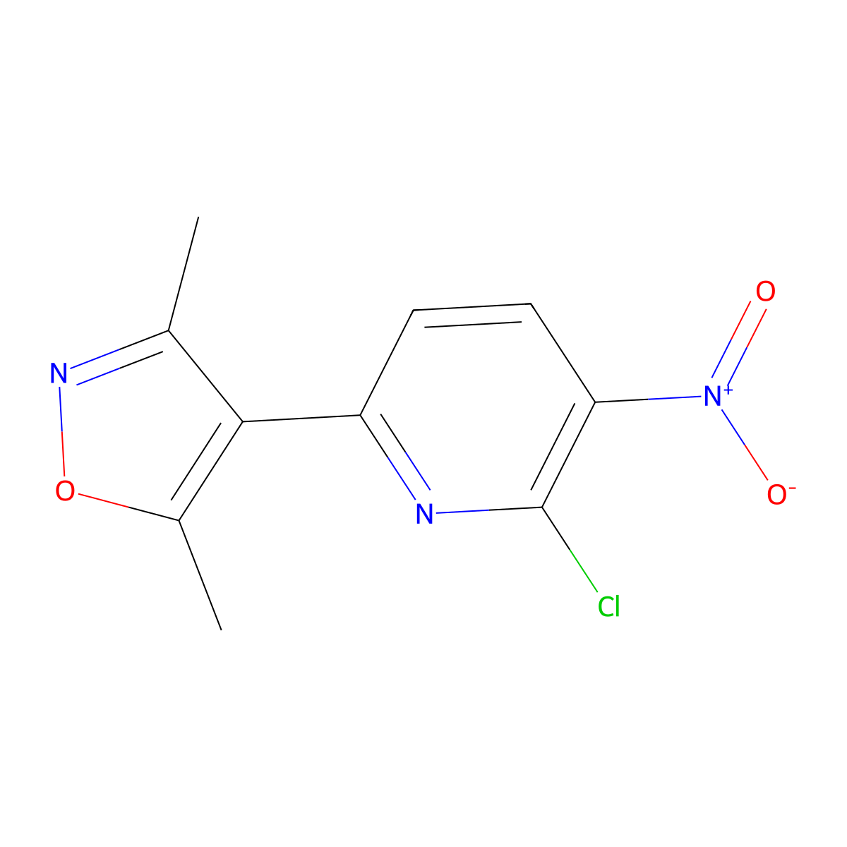 4-(6-Chloro-5-nitropyridin-2-yl)-3,5-dimethylisoxazole molecular structure, CAS 2055852-91-8