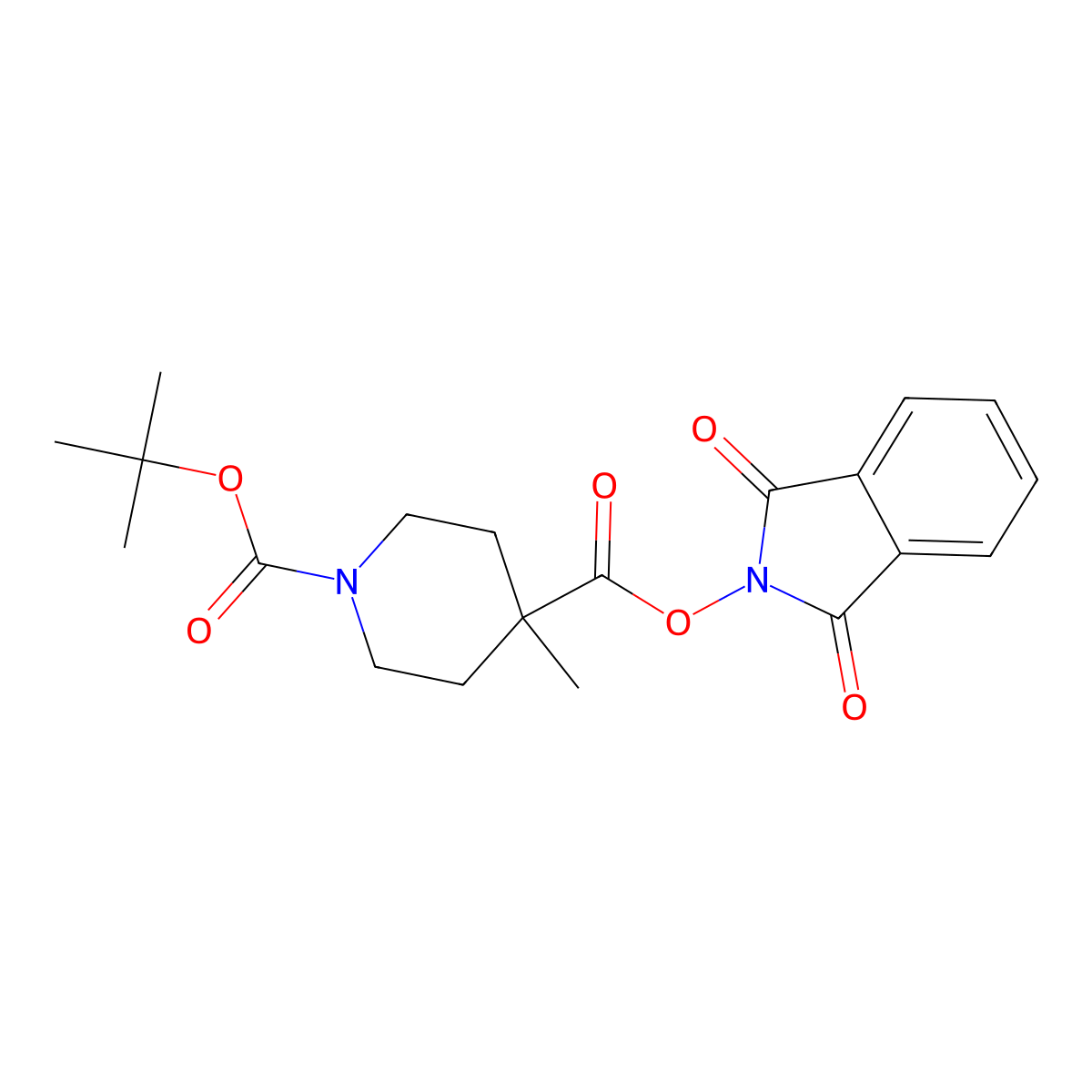 1-tert-butyl 4-(1,3-dioxo-2,3-dihydro-1H-isoindol-2-yl) 4-methylpiperidine-1,4-dicarboxylate molecular structure, CAS 2055858-41-6