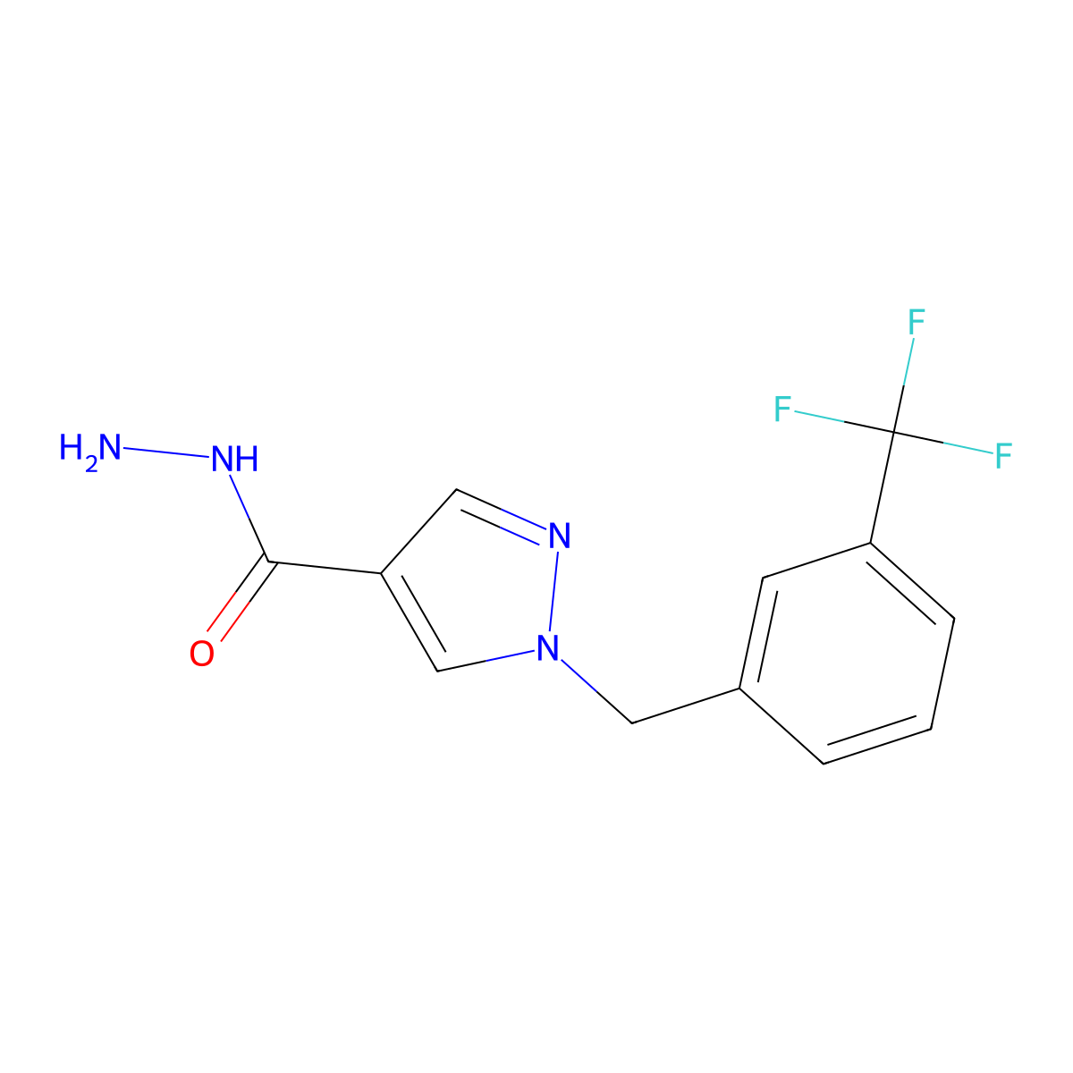 1-[[3-(Trifluoromethyl)phenyl]methyl]pyrazole-4-carbohydrazide molecular structure, CAS 2055883-82-2
