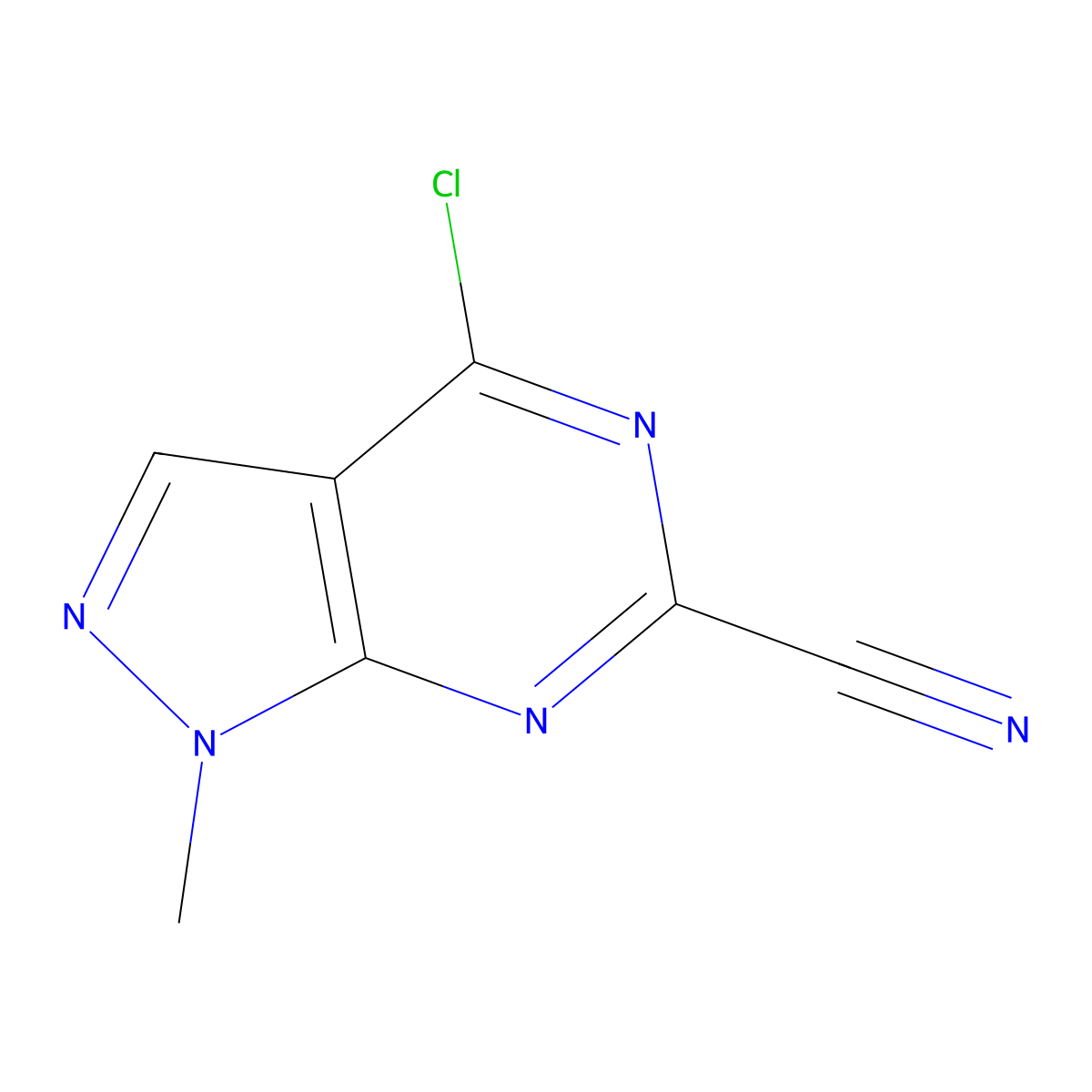 4-Chloro-1-methyl-1H-pyrazolo[3,4-D]pyrimidine-6-carbonitrile molecular structure, CAS 2055901-40-9
