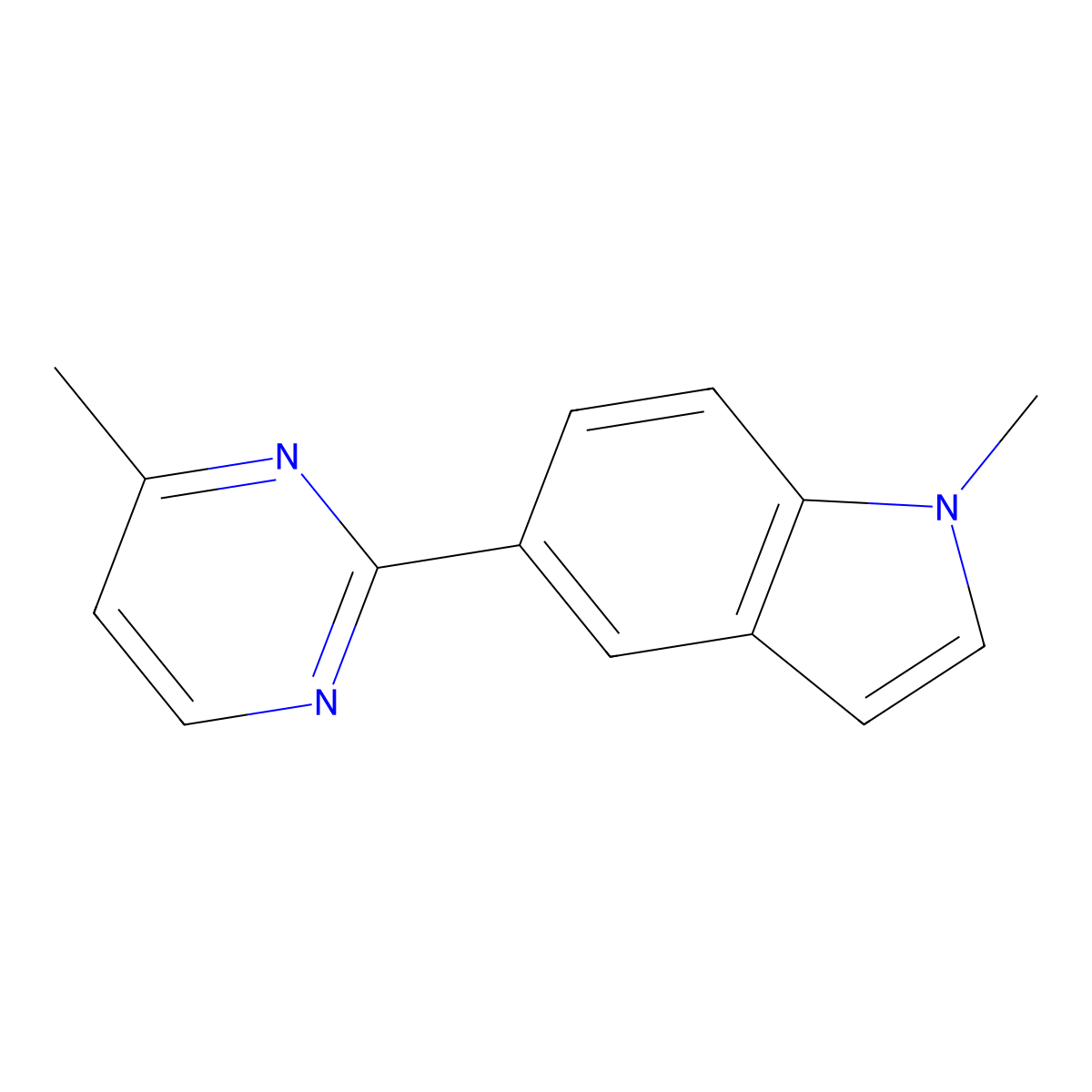 1-Methyl-5-(4-methyl-2-pyrimidinyl)-1H-indole molecular structure, CAS 2055945-27-0