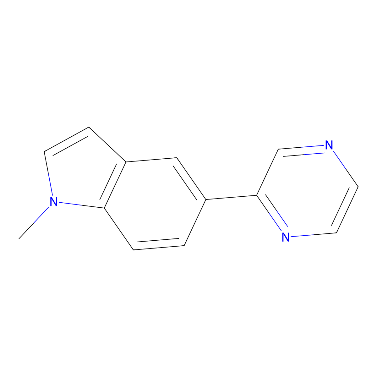 1-Methyl-5-(2-pyrazinyl)-1H-indole molecular structure, CAS 2055945-28-1