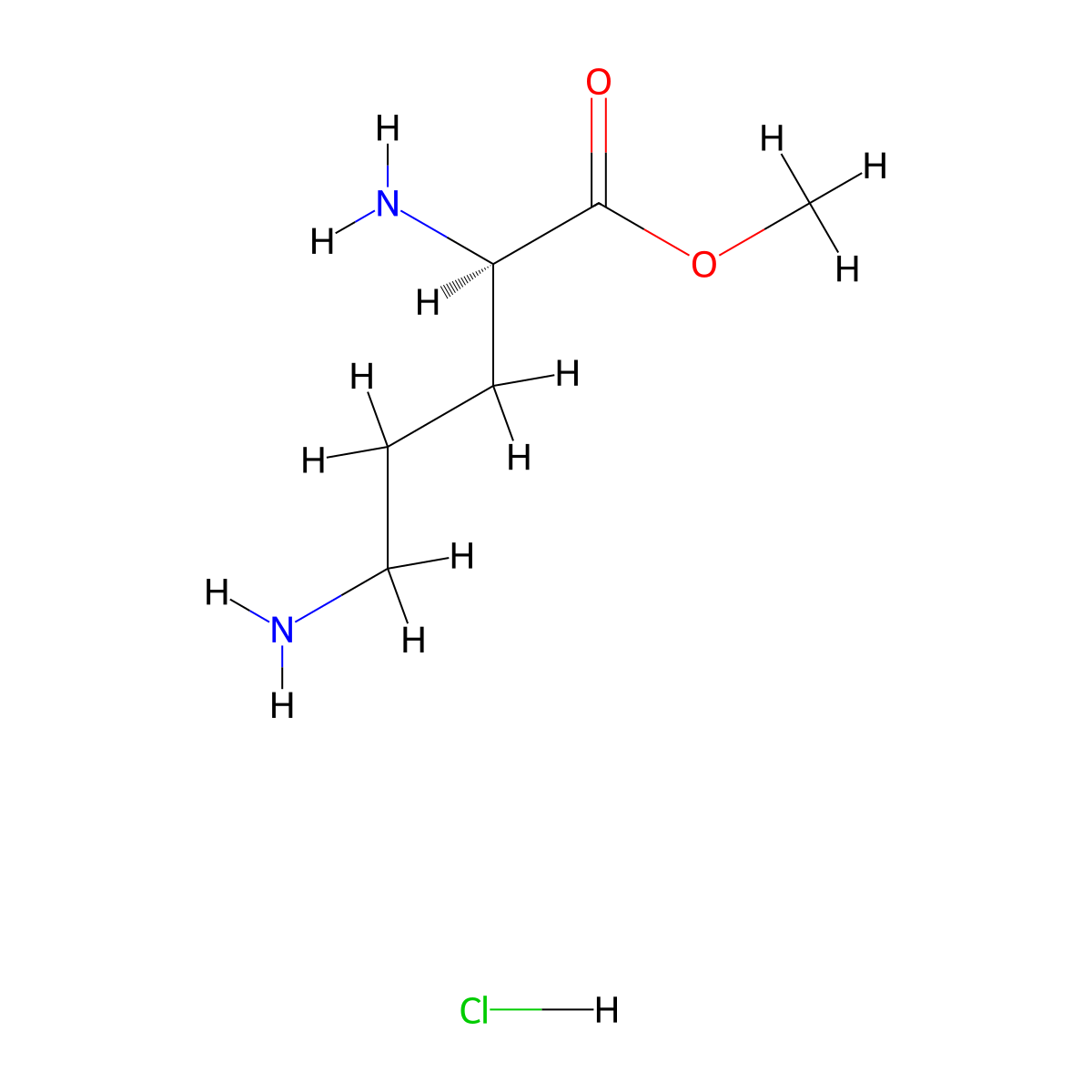 Methyl (2R)-2,5-diaminopentanoate hydrochloride molecular structure, CAS 205598-55-6