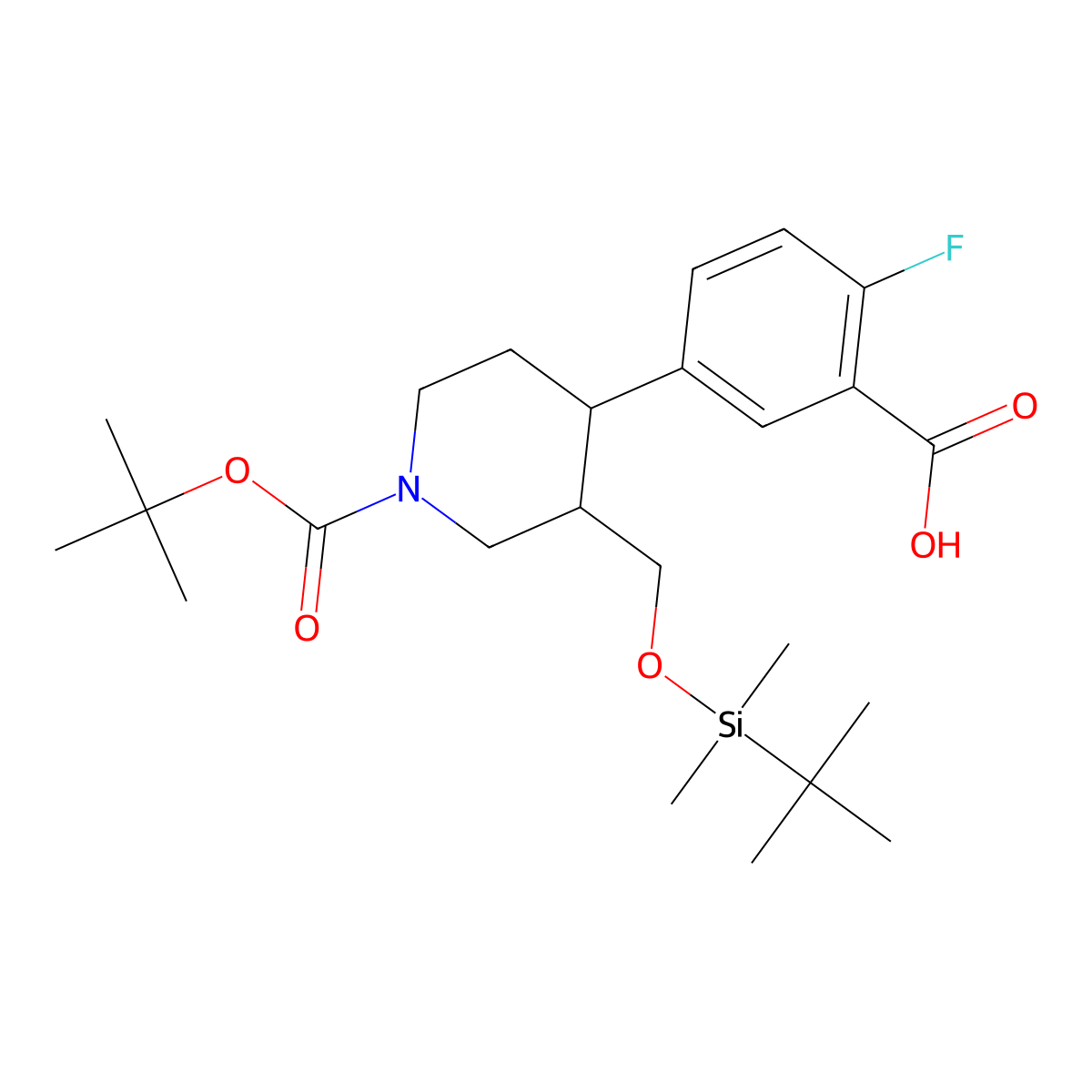 5-[(3S,4R)-1-[(tert-butoxy)carbonyl]-3-{[(tert-butyldimethylsilyl)oxy]methyl}piperidin-4-yl]-2-fluorobenzoic acid molecular structure, CAS 2055991-10-9