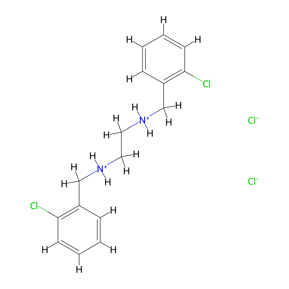 Ethylenediamine, N,N'-bis(o-chlorobenzyl)-, dihydrochloride molecular structure, CAS 2056-18-0