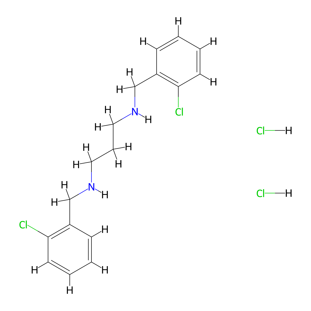 Trimethylenediamine, N,N'-bis(o-chlorobenzyl)-, dihydrochloride molecular structure, CAS 2056-19-1