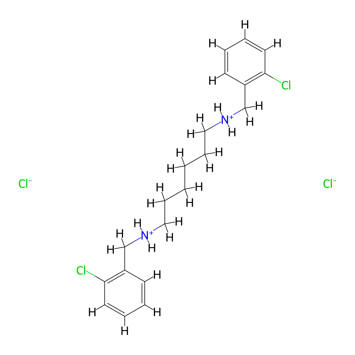 Hexamethylenediamine, N,N'-bis(o-chlorobenzyl)-, dihydrochloride molecular structure, CAS 2056-21-5