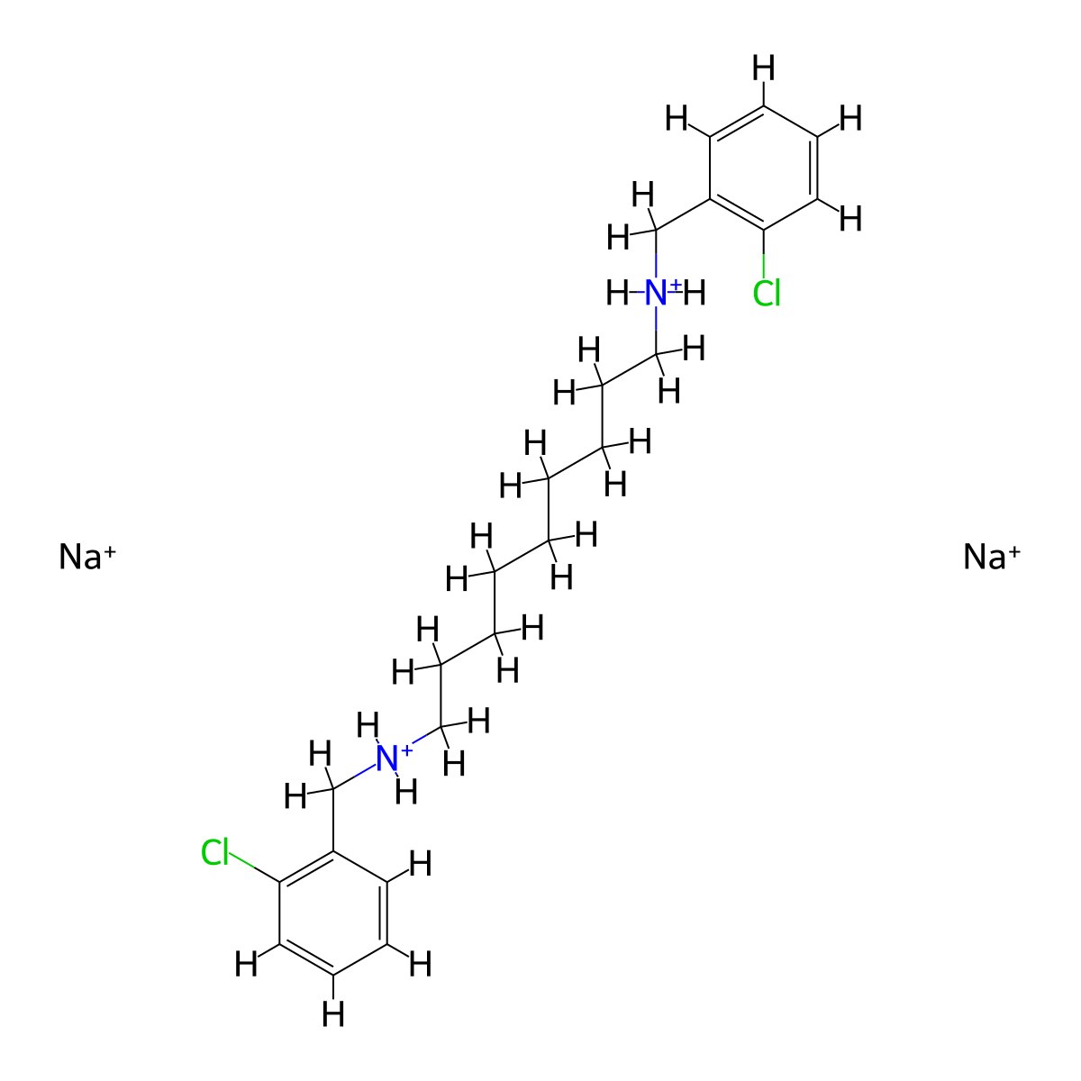 Nonamethylenediamine, N,N'-bis(o-chlorobenzyl)-, dihydrochloride molecular structure, CAS 2056-23-7