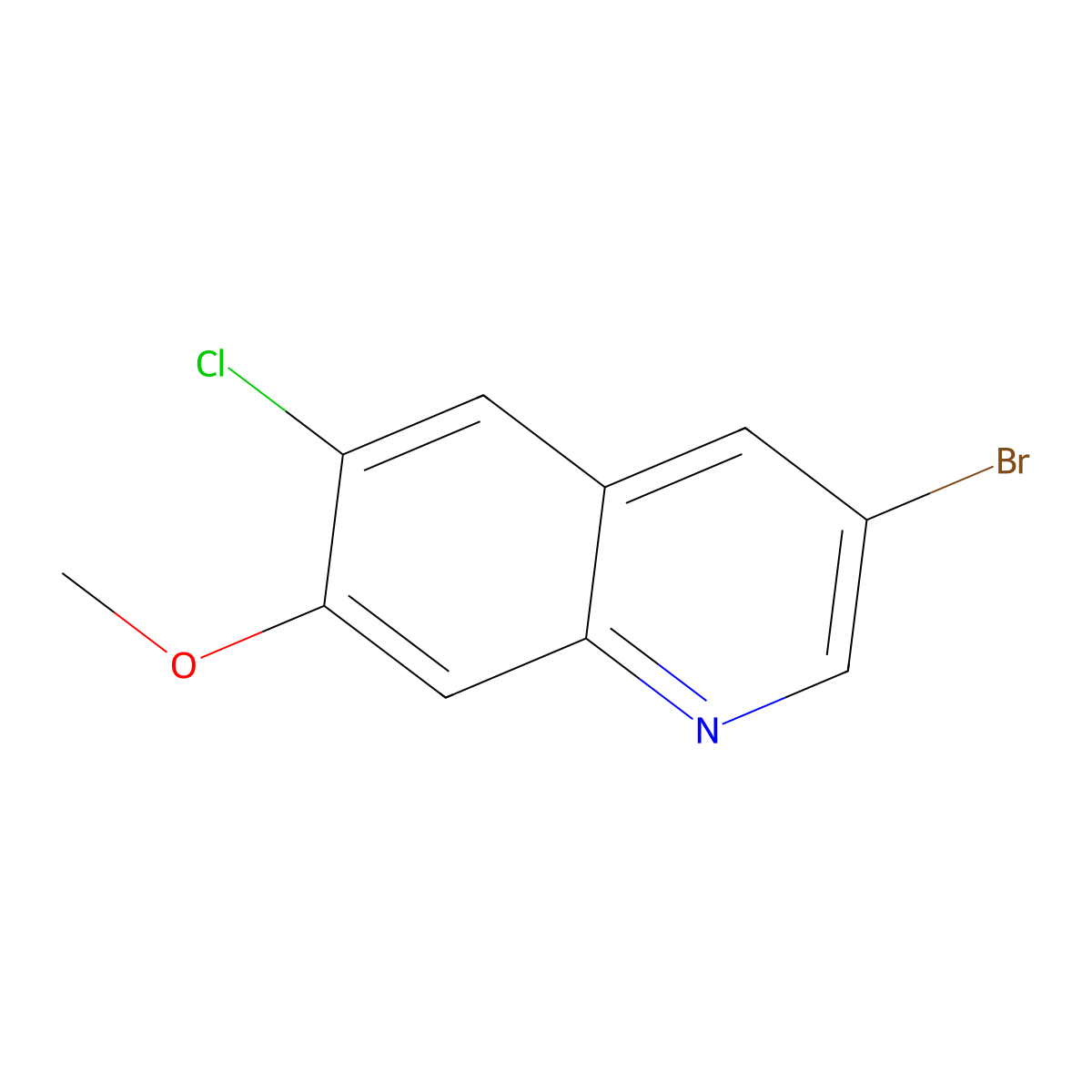 3-Bromo-6-chloro-7-methoxyquinoline molecular structure, CAS 2056077-59-7