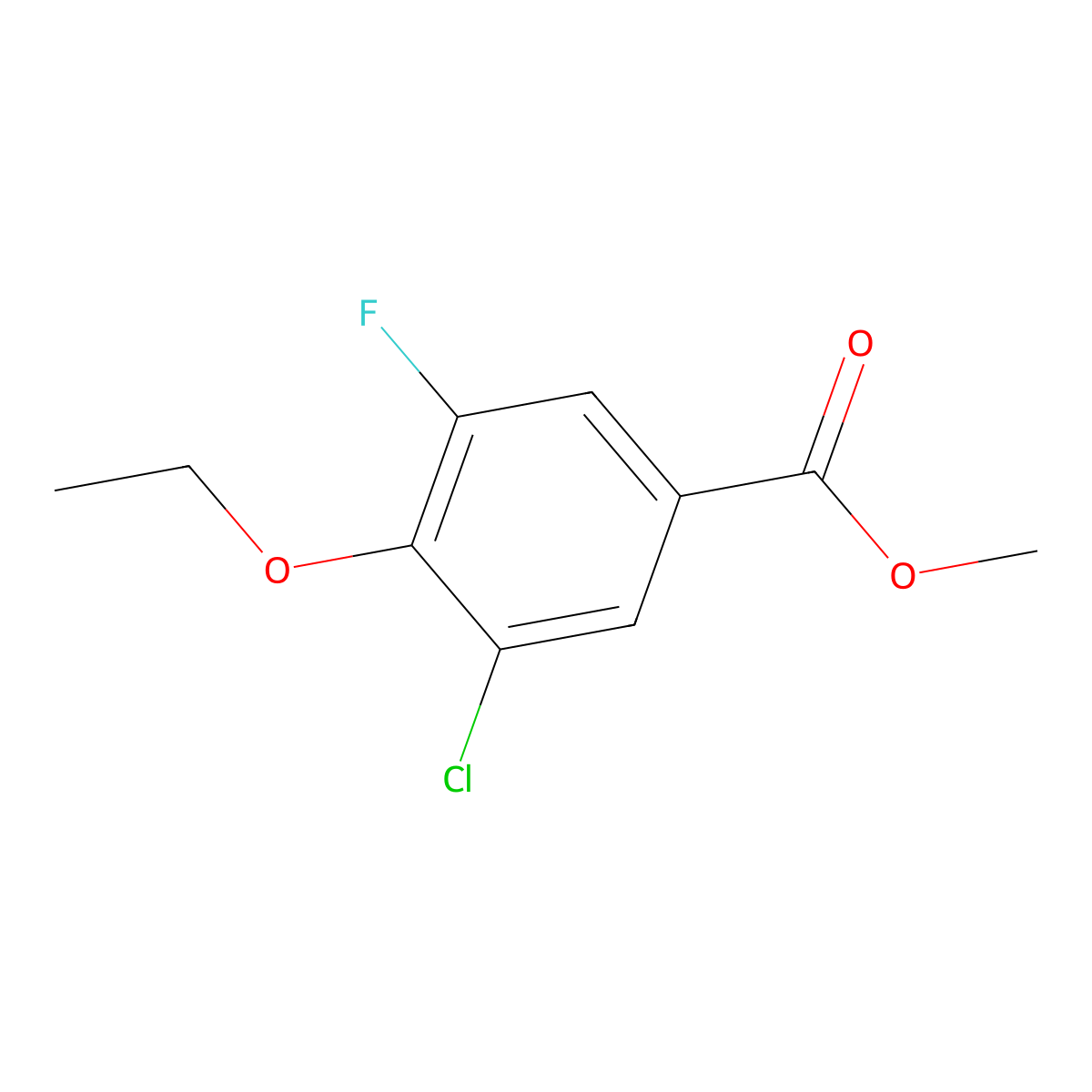 Methyl 5-chloro-4-ethoxy-3-fluorobenzoate molecular structure, CAS 2056110-47-3
