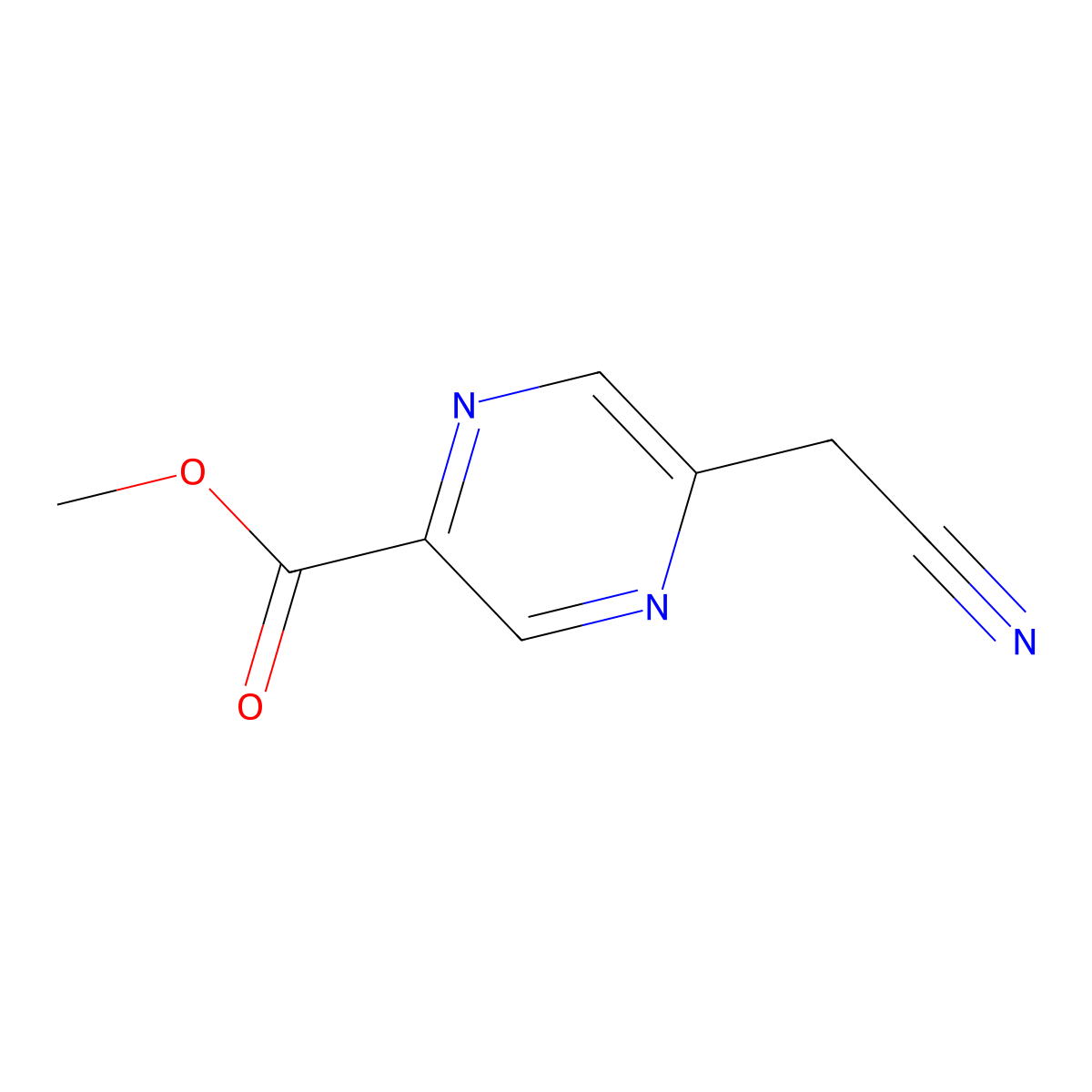 Methyl 5-(cyanomethyl)pyrazine-2-carboxylate molecular structure, CAS 2056116-22-2