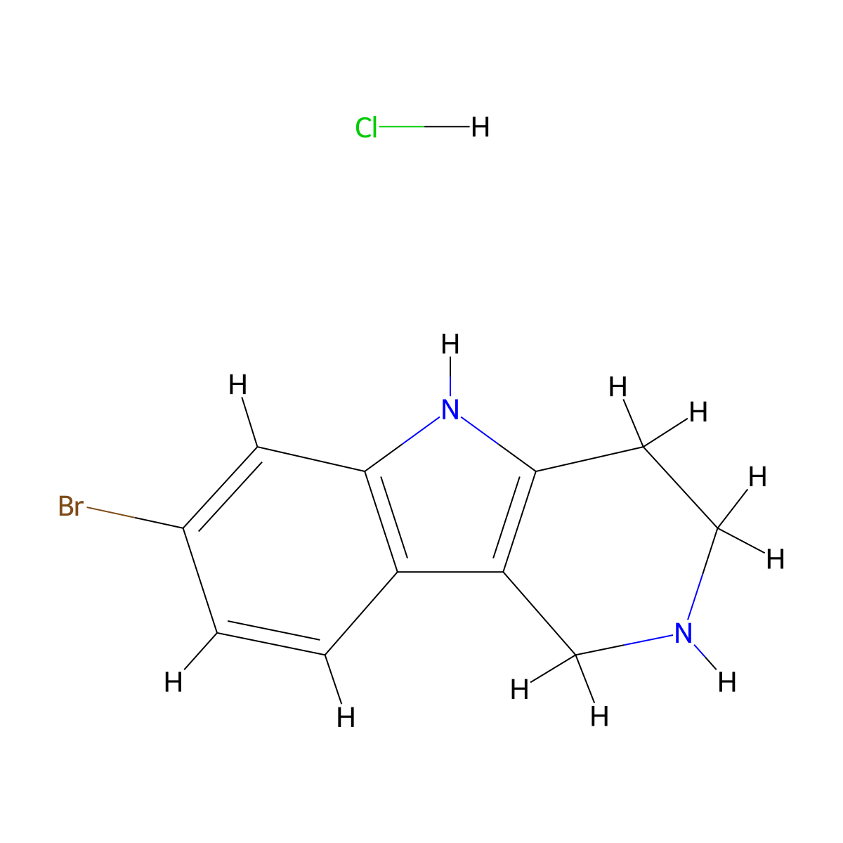 7-Bromo-2,3,4,5-tetrahydro-1H-pyrido[4,3-b]indole hydrochloride molecular structure, CAS 2056247-21-1