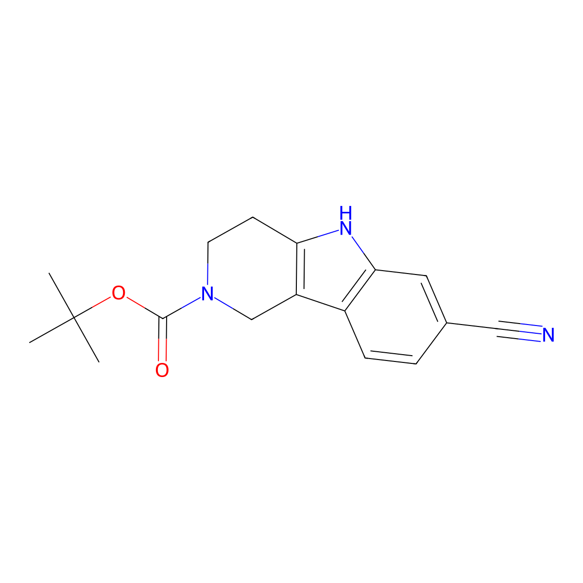 tert-Butyl 7-cyano-3,4-dihydro-1H-pyrido[4,3-b]indole-2(5H)-carboxylate molecular structure, CAS 2056247-23-3