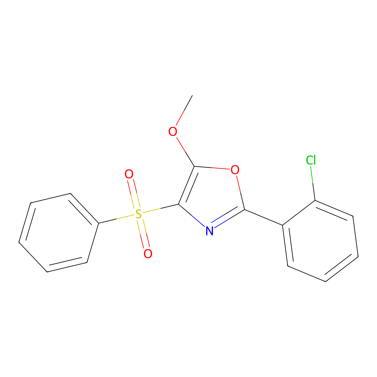 2-(2-Chlorophenyl)-5-methoxy-4-(phenylsulfonyl)oxazole molecular structure, CAS 2056261-41-5