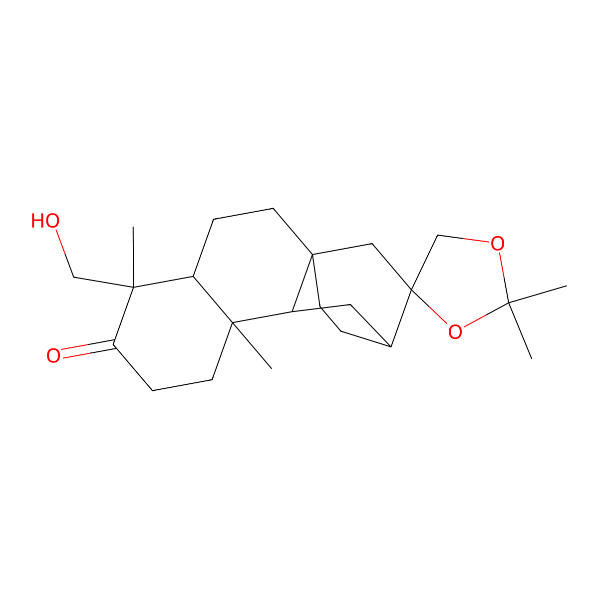 (1'S,4S,4'S,5'R,9'S,10'R,12'S)-5'-(hydroxymethyl)-2,2,5',9'-tetramethylspiro[1,3-dioxolane-4,13'-tetracyclo[10.2.2.01,10.04,9]hexadecane]-6'-one molecular structure, CAS 2056274-45-2