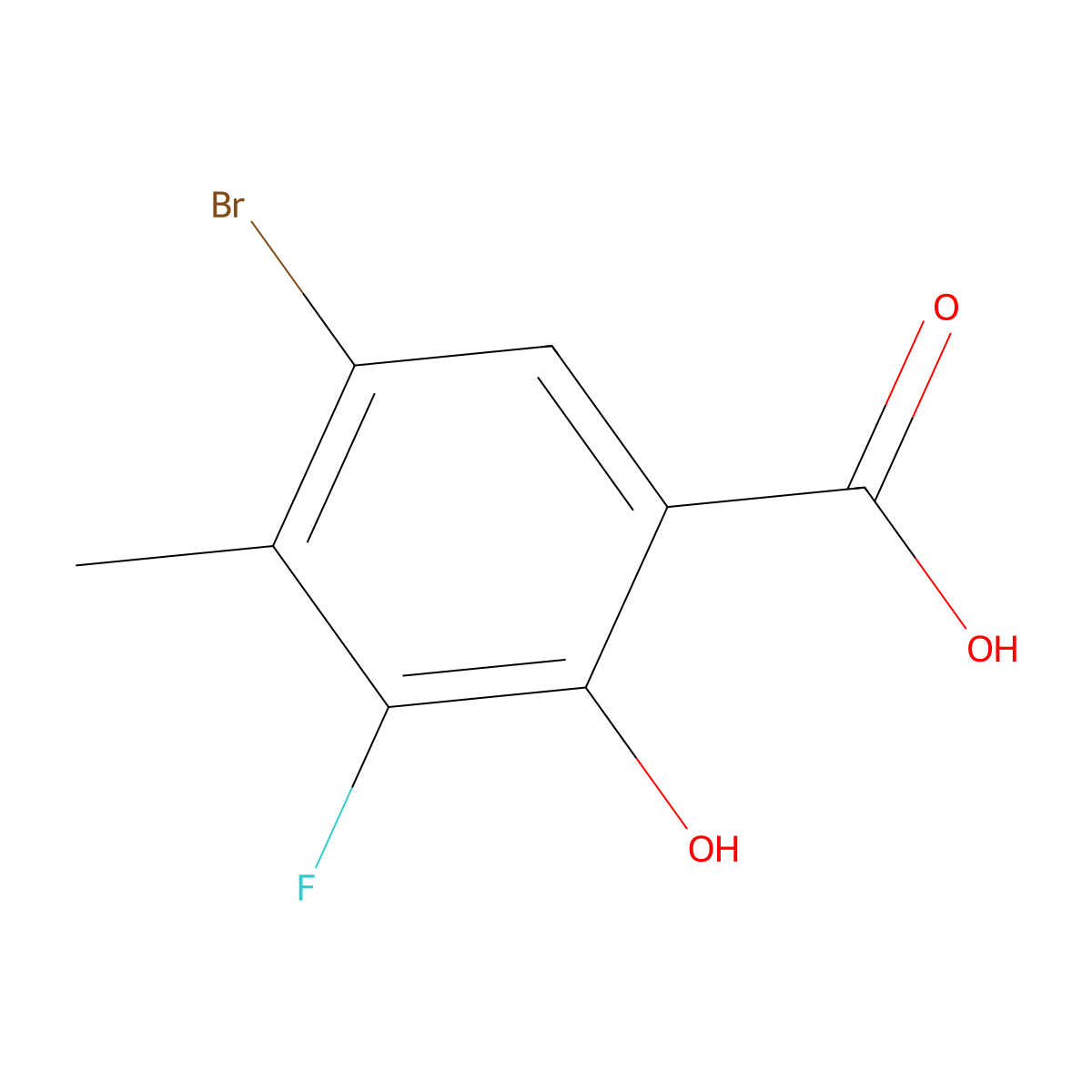 5-Bromo-3-fluoro-2-hydroxy-4-methylbenzoic acid molecular structure, CAS 2056280-07-8