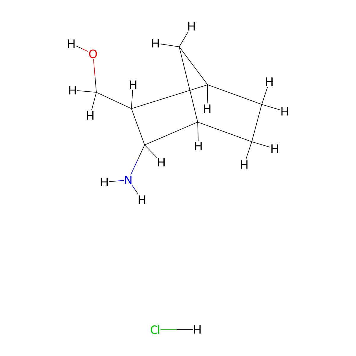 (3-Aminobicyclo[2.2.1]hept-2-yl)methanol hydrochloride molecular structure, CAS 205639-91-4