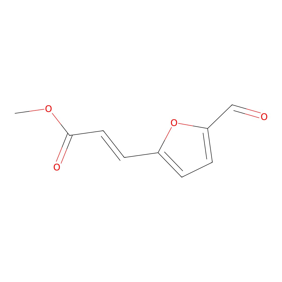 methyl (E)-3-(5-formylfuran-2-yl)prop-2-enoate molecular structure, CAS 20564-97-0