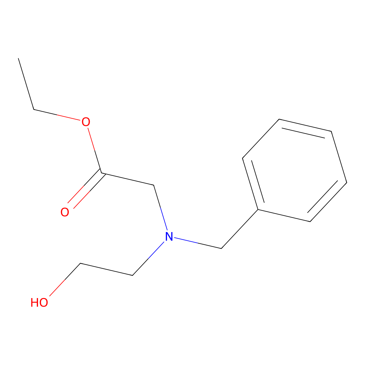 Ethyl 2-(benzyl(2-hydroxyethyl)amino)acetate molecular structure, CAS 205644-27-5