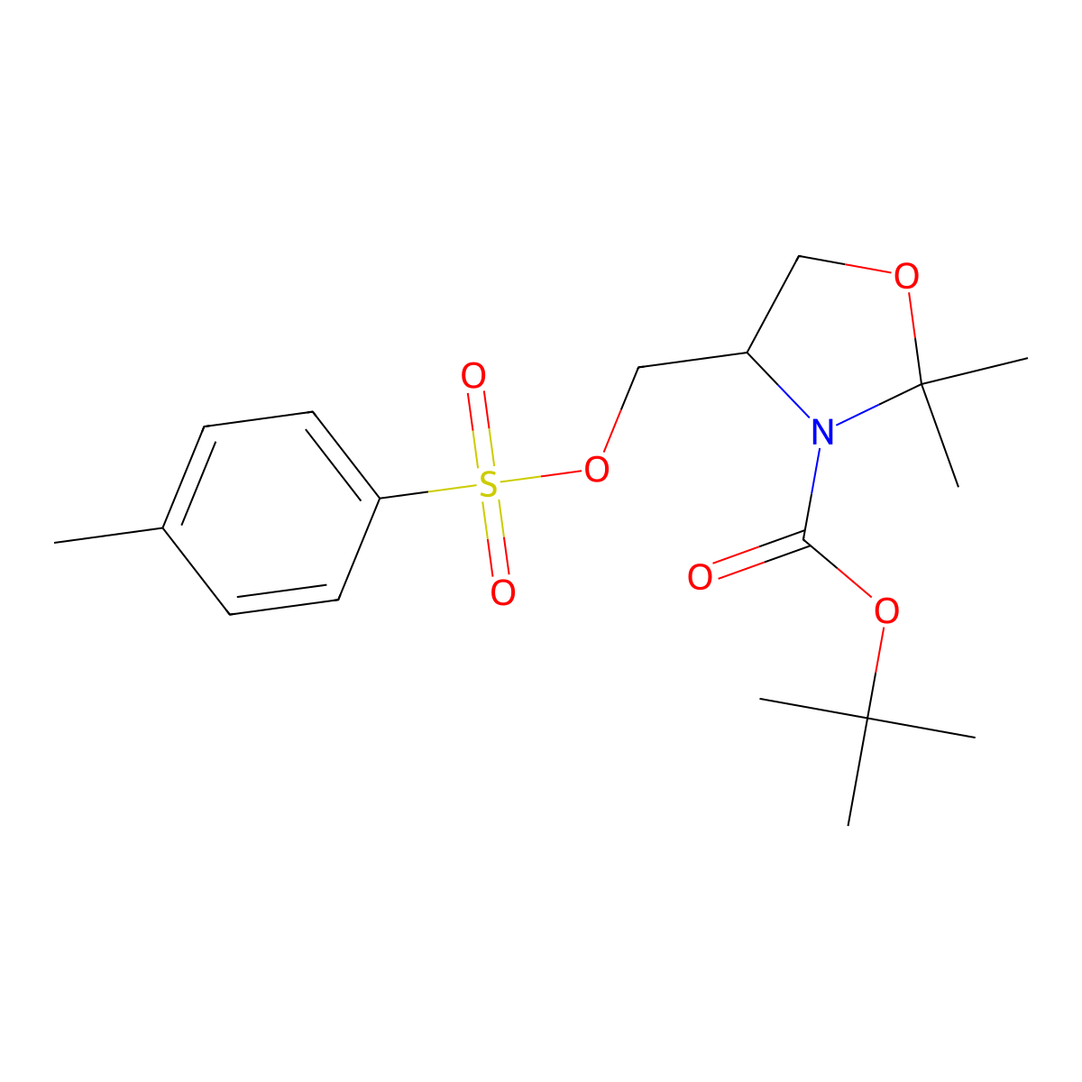 tert-butyl (4R)-2,2-dimethyl-4-{[(4-methylbenzenesulfonyl)oxy]methyl}-1,3-oxazolidine-3-carboxylate molecular structure, CAS 205647-74-1