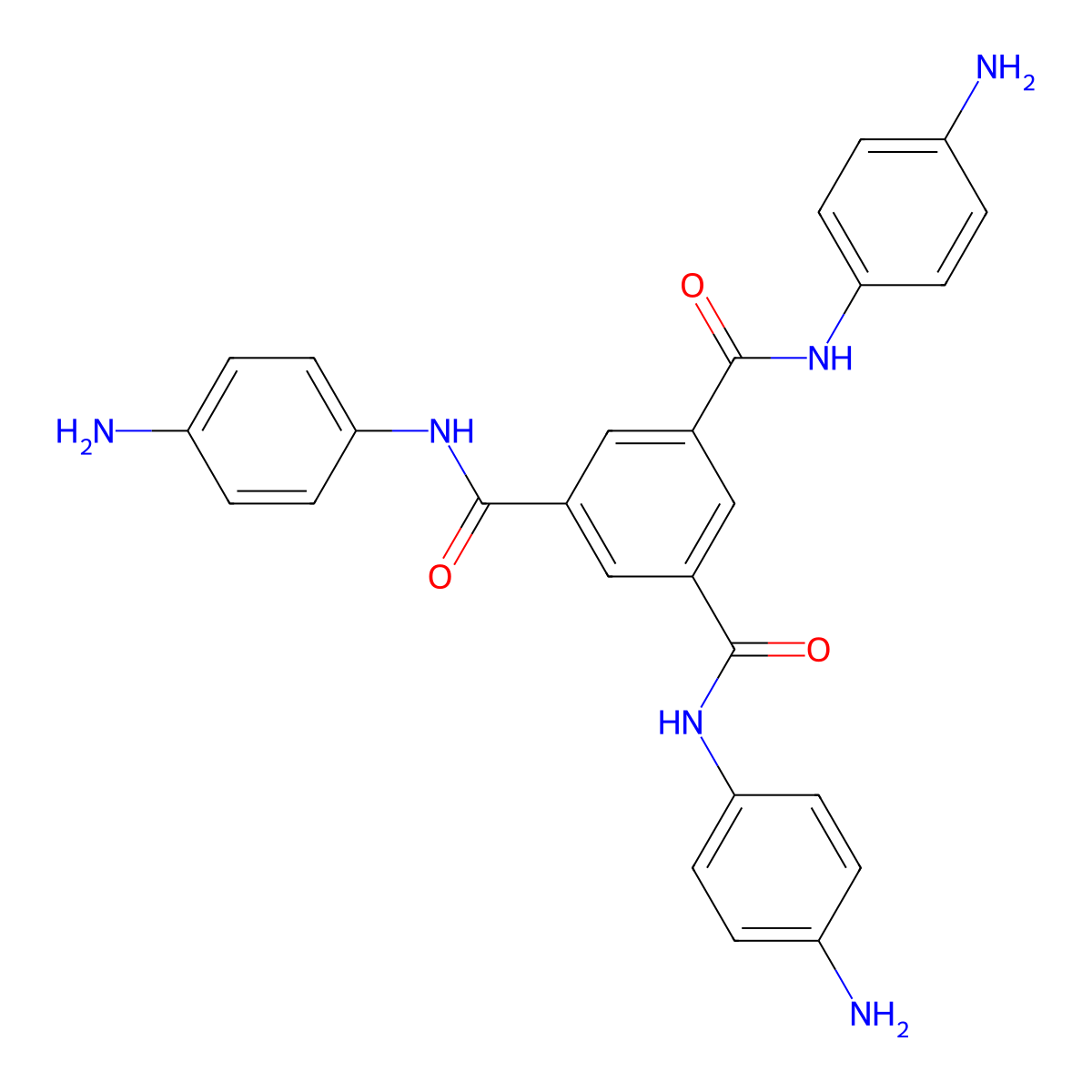 N1,N3,N5-Tris(4-aminophenyl)benzene-1,3,5-tricarboxamide molecular structure, CAS 205653-12-9