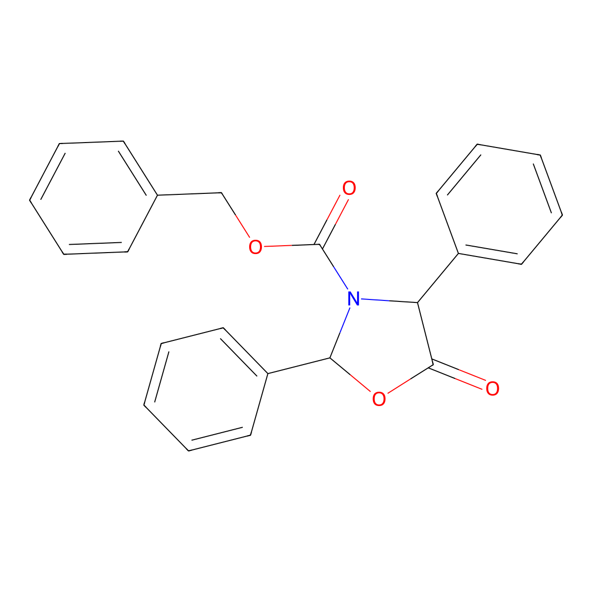 Benzyl (2R,4R)-5-oxo-2,4-diphenyloxazolidine-3-carboxylate molecular structure, CAS 205654-83-7