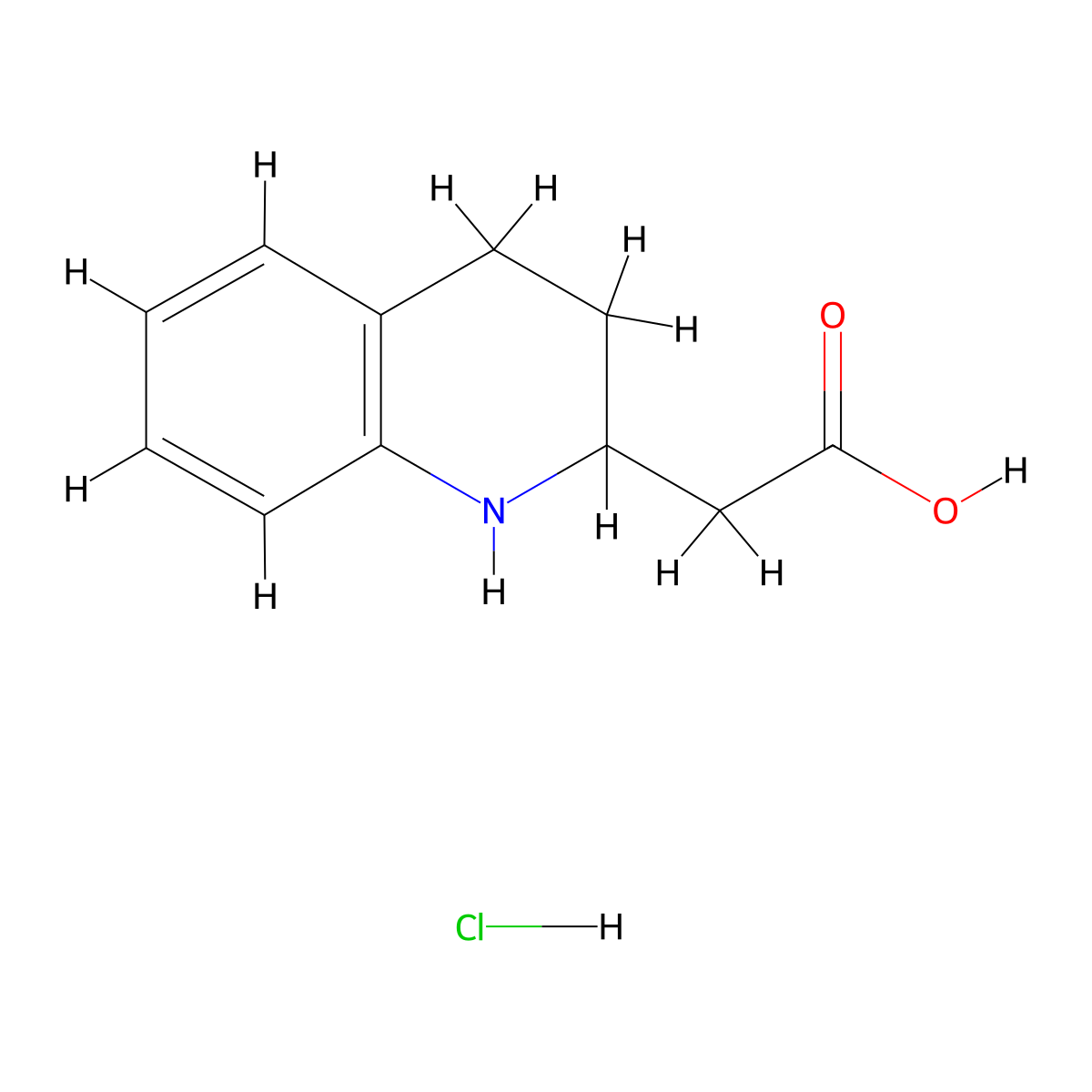 2-(1,2,3,4-Tetrahydroquinolin-2-yl)acetic acid hydrochloride molecular structure, CAS 205655-49-8