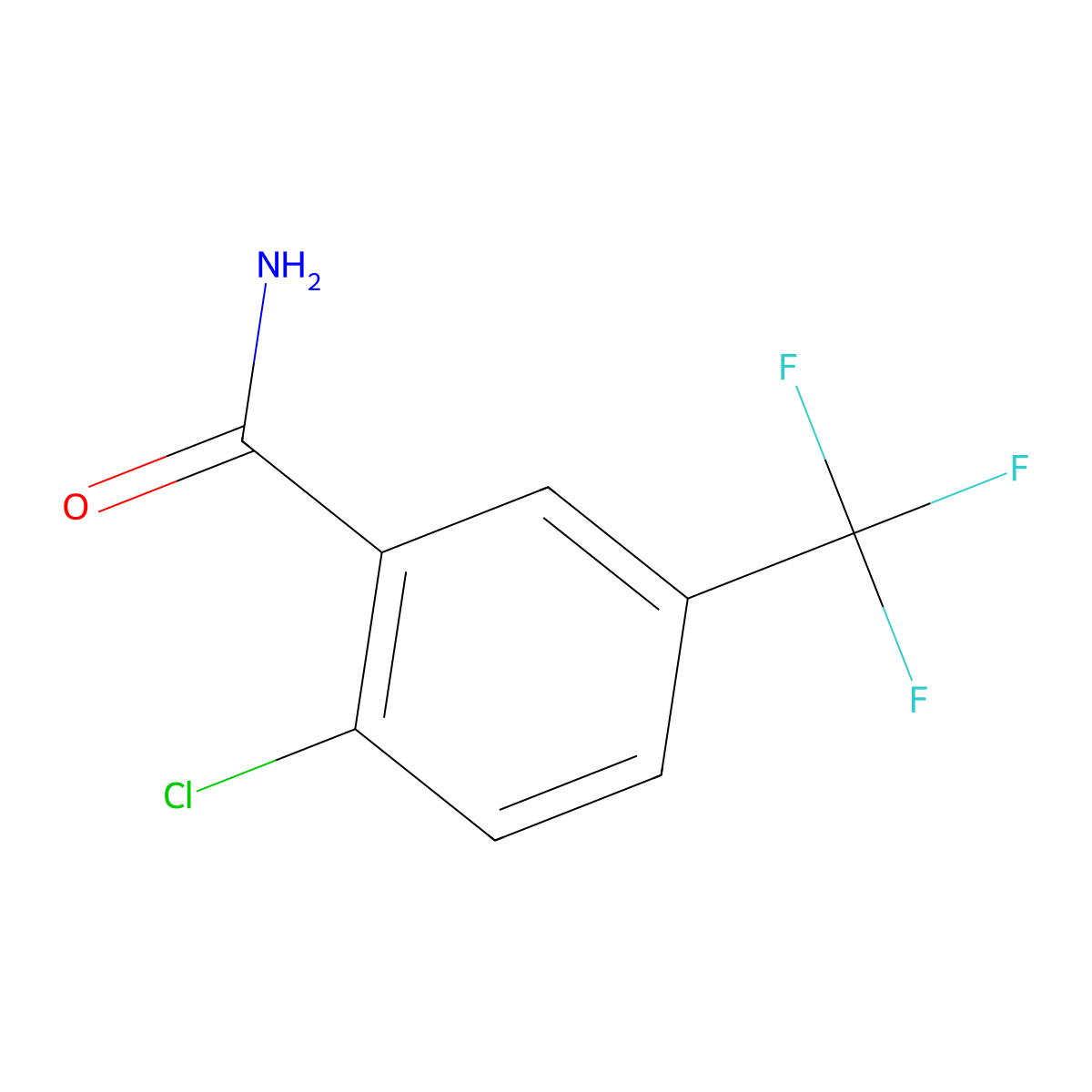 2-Chloro-5-(trifluoromethyl)benzamide molecular structure, CAS 20566-93-2