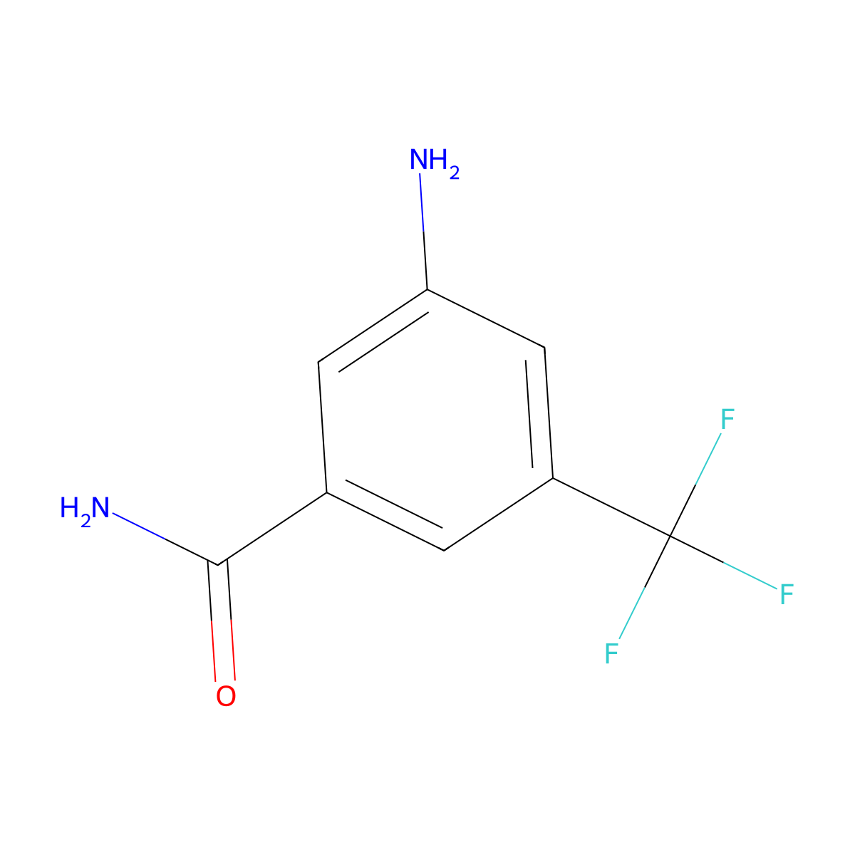 3-Amino-5-(trifluoromethyl)benzamide molecular structure, CAS 20566-95-4