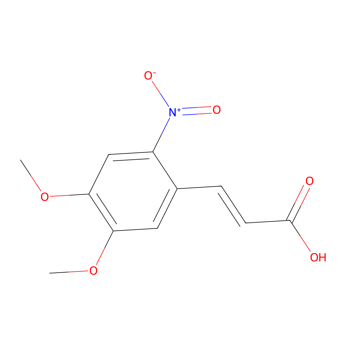 4,5-Dimethoxy-2-nitrocinnamic acid molecular structure, CAS 20567-38-8