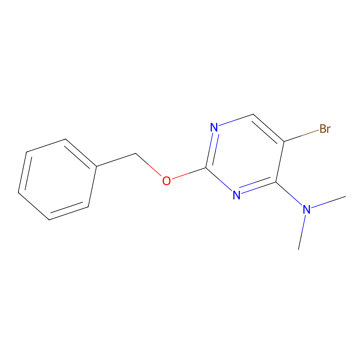 2-(Benzyloxy)-5-bromo-N,N-dimethylpyrimidin-4-amine molecular structure, CAS 205672-18-0
