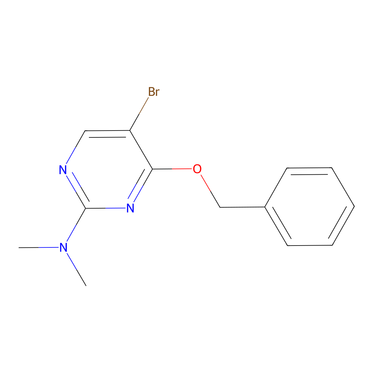 4-Benzyloxy-5-bromo-2-(N,N-dimethylamino)pyrimidine molecular structure, CAS 205672-20-4